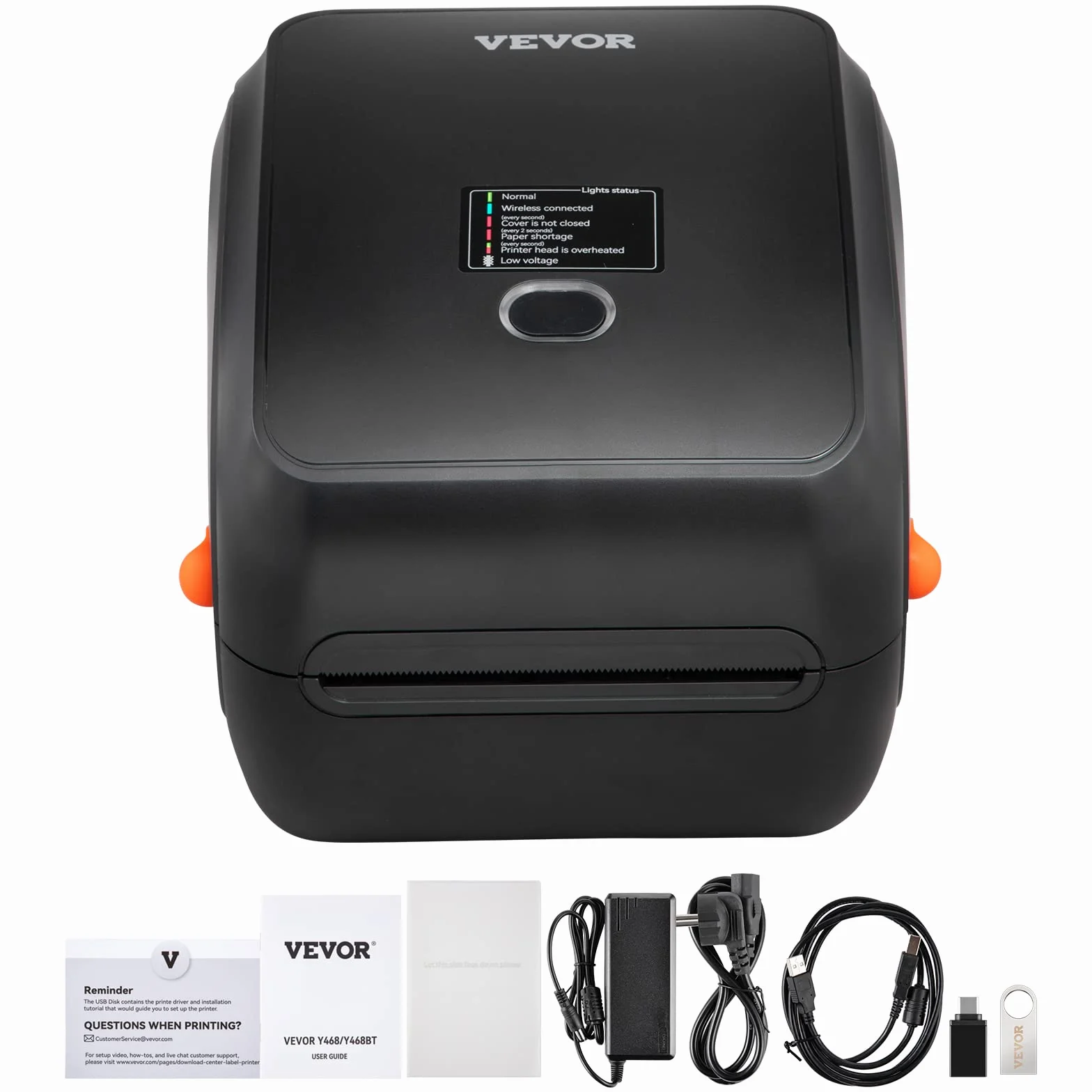 VEVOR Drukarka termiczna Bluetooth, drukarka etykiet Edesive 4x6, etykieciarka termiczna kompatybilna z Windows/MAC OS/Linux/Chromebook, obsługuje DHL, USPS, FedEx, Shopify, Ebay, Amazon itp.