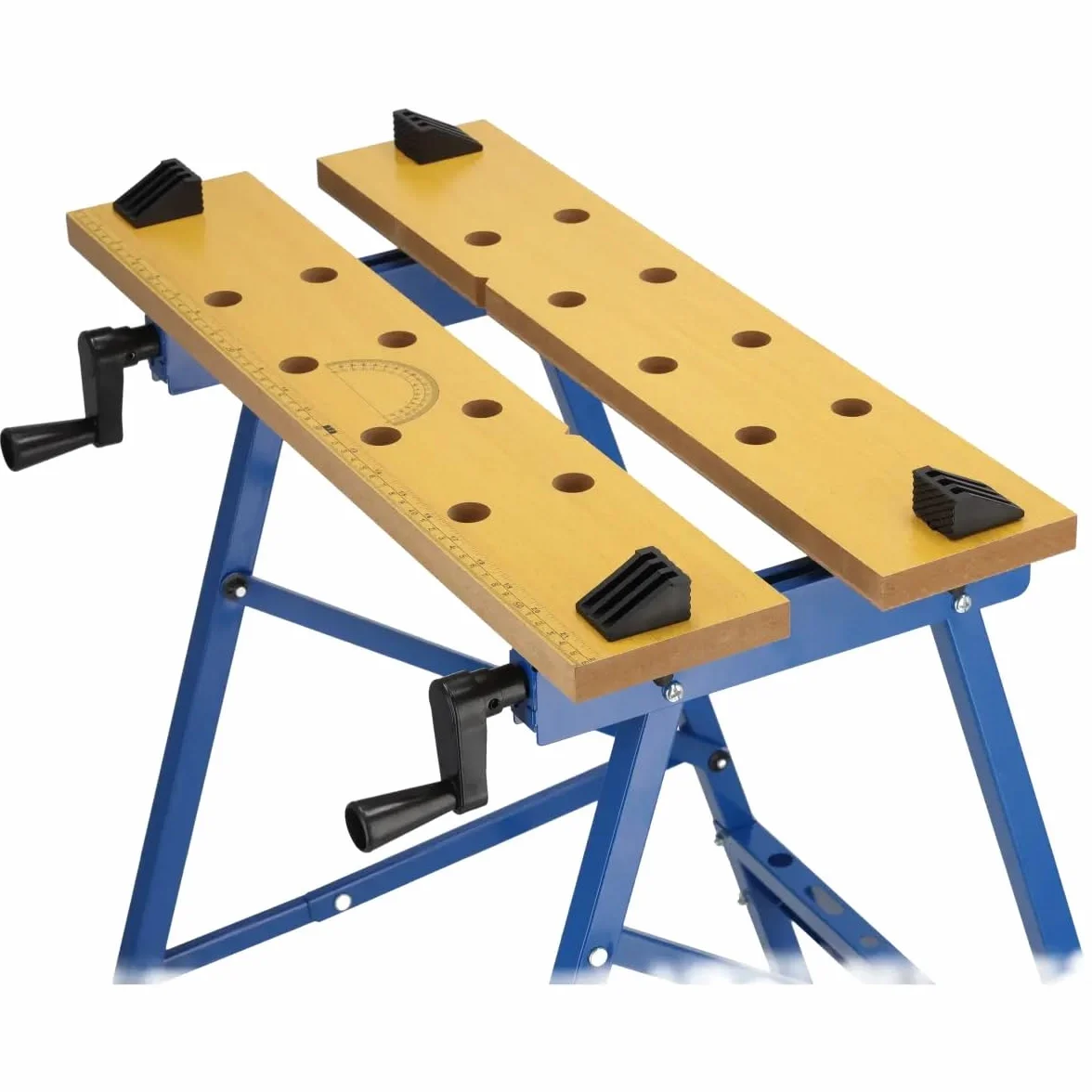 Dedra N111 – składany stół warsztatowy 100 kg, stal + płyta MDF 18 mm, regulacja szerokości blatu, zaciski w zestawie, wysokość 76 cm, długość 56 cm