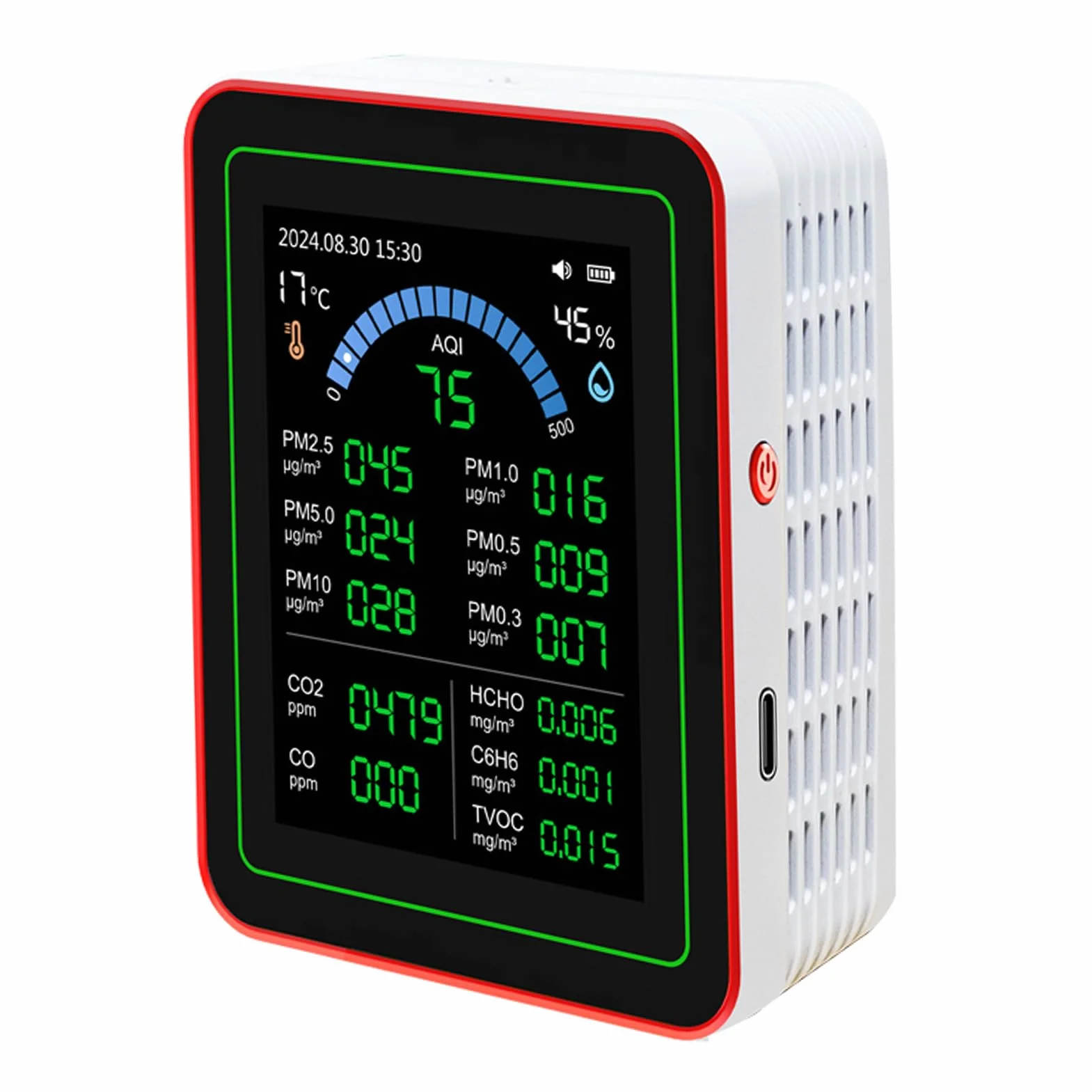 Monitor Jakości Powietrza 18 w 1, CO2, HCHO, TVOC, PM2.5, PM10, PM1.0, PM0.3, PM5.0
