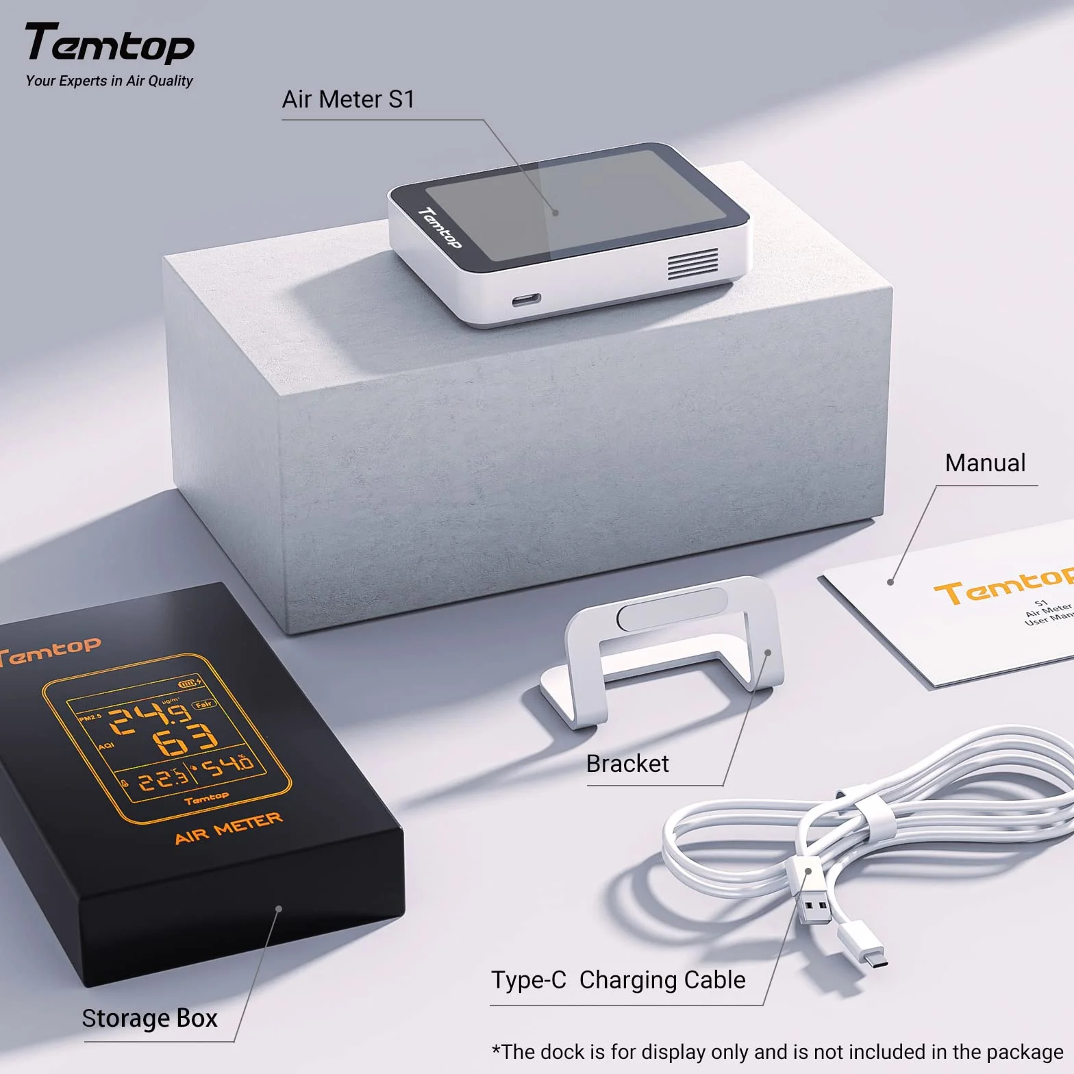 Temtop S1+ Monitor jakości powietrza PM2.5 Bluetooth termohigrometr cyfrowy