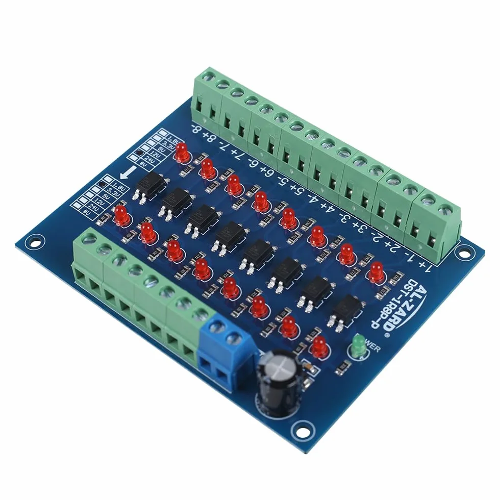 8-kanałowy fotoelektryczny moduł izolacyjny, 24 V do 3,3 V konwerter napięcia poziomu PNP wyjście PLC panel izolacyjny napięcia