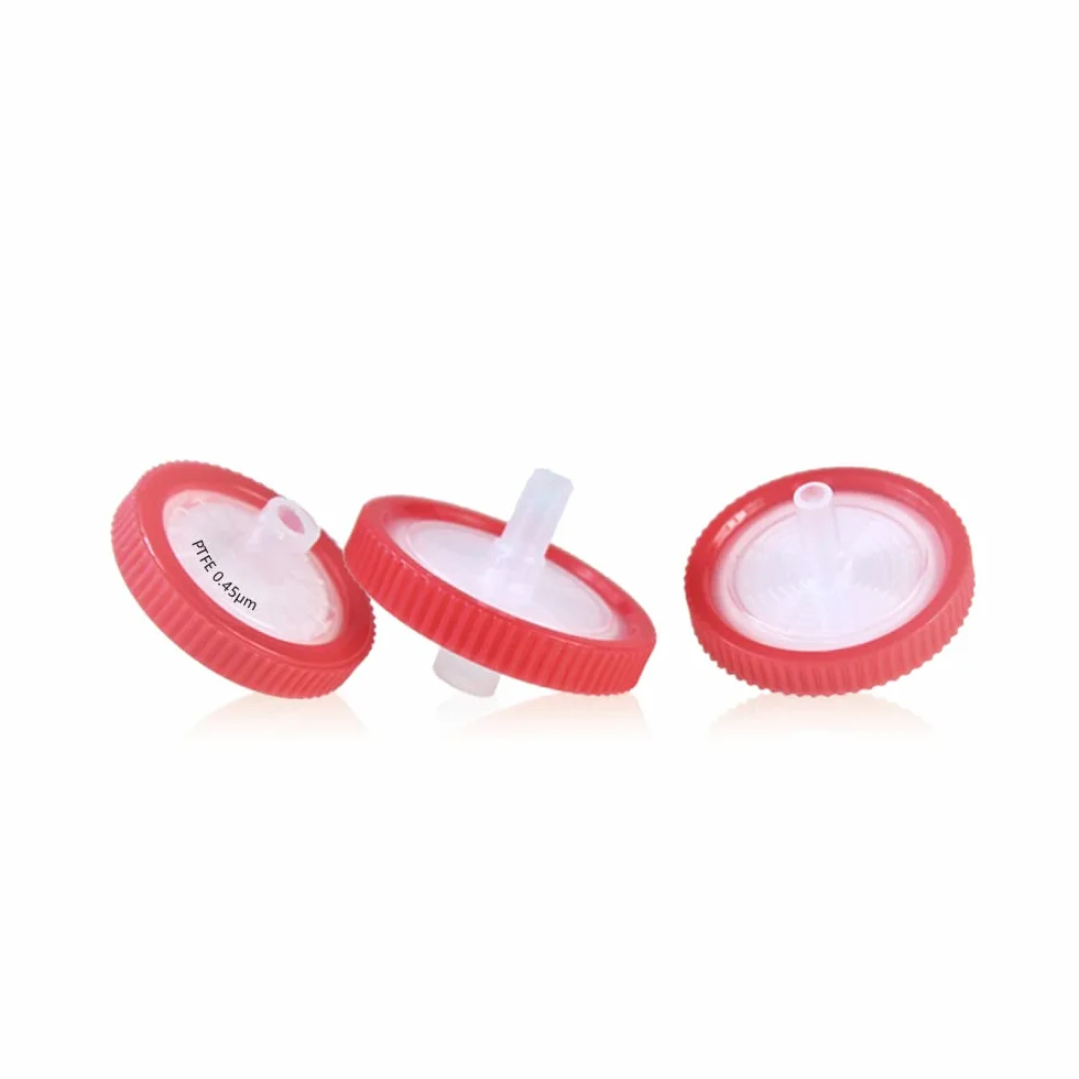 100 sztuk PTFE filtr strzykawkowy hydrofilowy 0,45 μm, średnica membrany 25 mm, filtr strzykawkowy z filtrem laboratoryjnym, HPLC i GC
