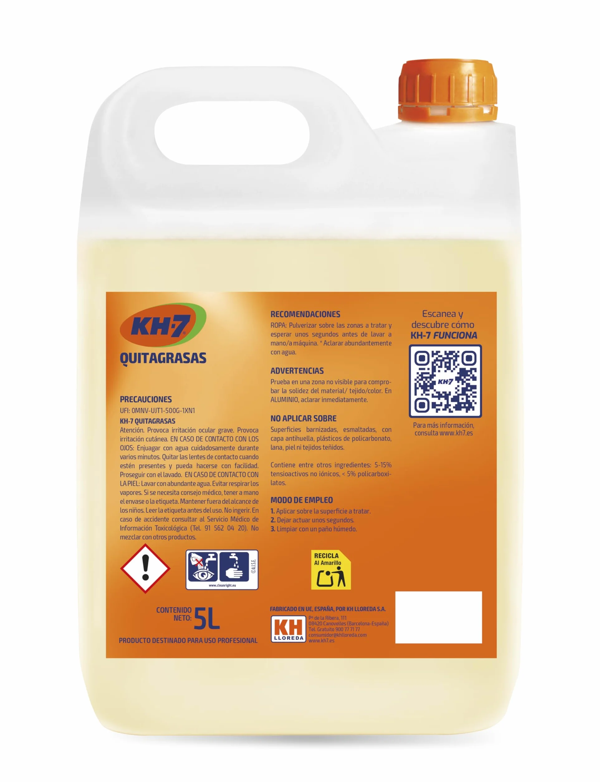 KH-7 Środek do usuwania tłuszczu Garrafa 5000 ml