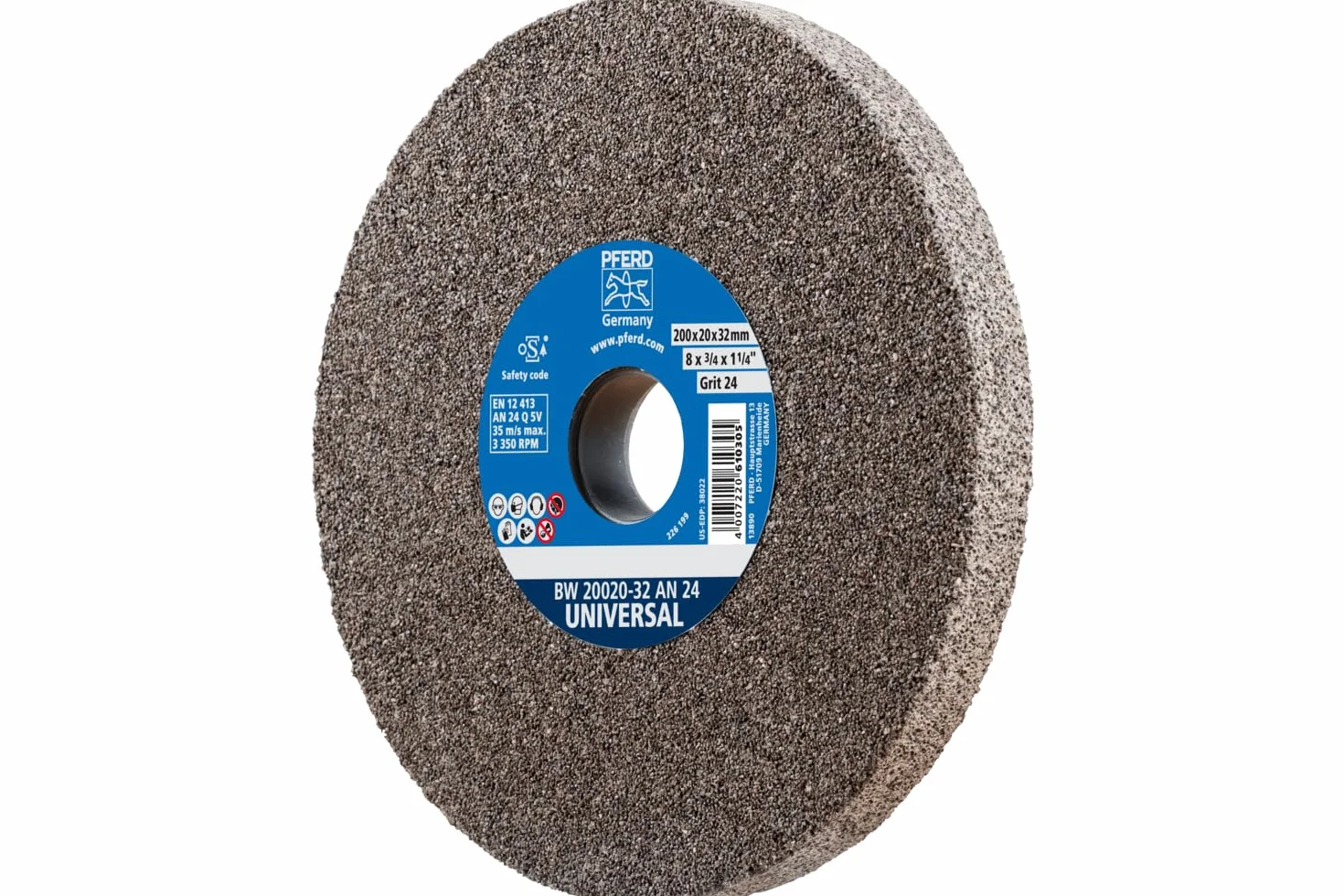 PFERD Tarcza szlifierska uniwersalna, 200 x 20 x 32 mm, A24, 39008418 – twarda tarcza szlifierska do uniwersalnych zadań szlifierskich, z tulejami redukcyjnymi (25/20/16 mm)
