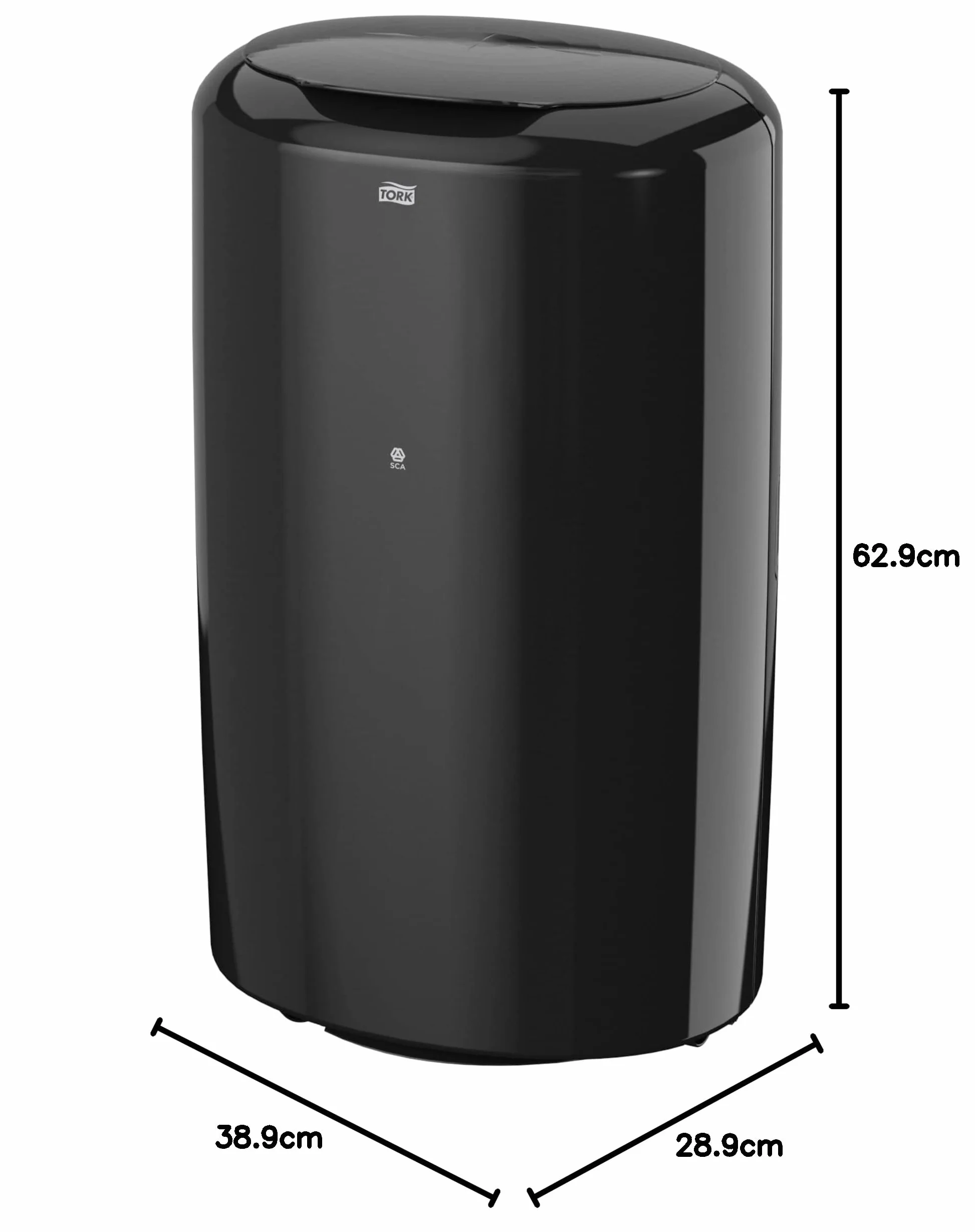Tork 563008 pojemnik na odpady B1 – stabilny kosz na śmieci 50 l w atrakcyjnym designie w kolorze czarnym – bez pokrywy – kosz na odpady elastyczny montaż