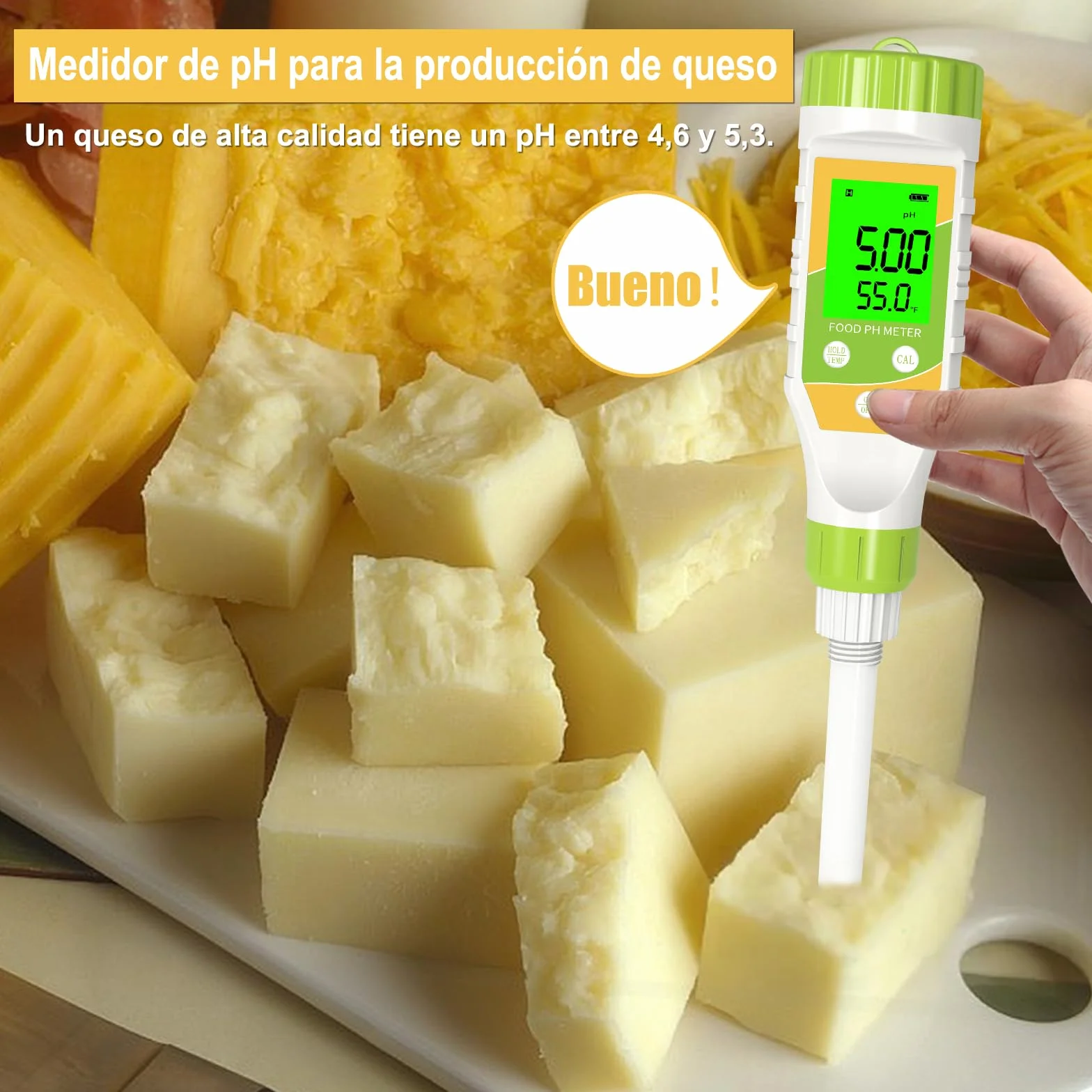 Cyfrowy miernik pH do żywności, miernik pH z precyzyjną sondą pH, tester pH kiełbasek, salami, mięsa, sera, stałych próbek i wody, rozdzielczość 0,01