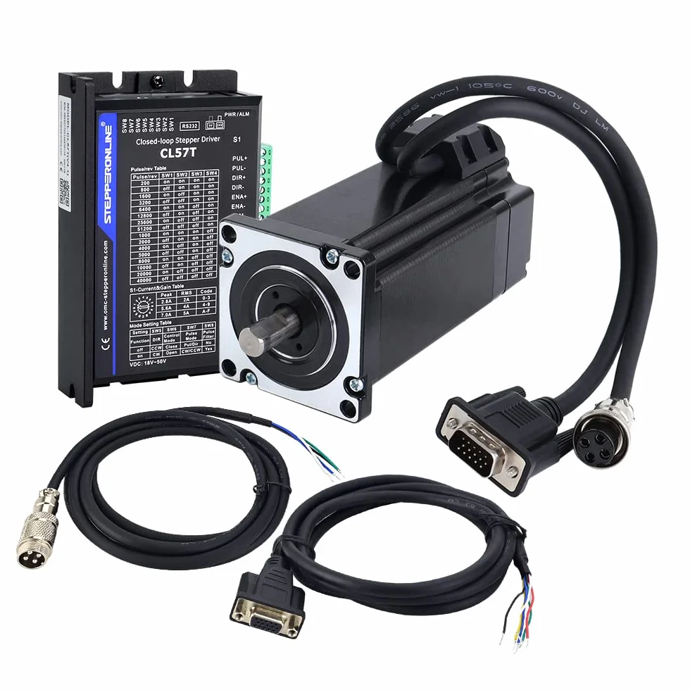 STEPPERONLINE 1-osiowy silnik krokowy z zamkniętą pętlą, zestaw 4,0 Nm 1000PPR Nema 24 silnik krokowy i silnik krokowy CL57T-V41 0-8,0A 24-48VDC do maszyny do grawerowania CNC