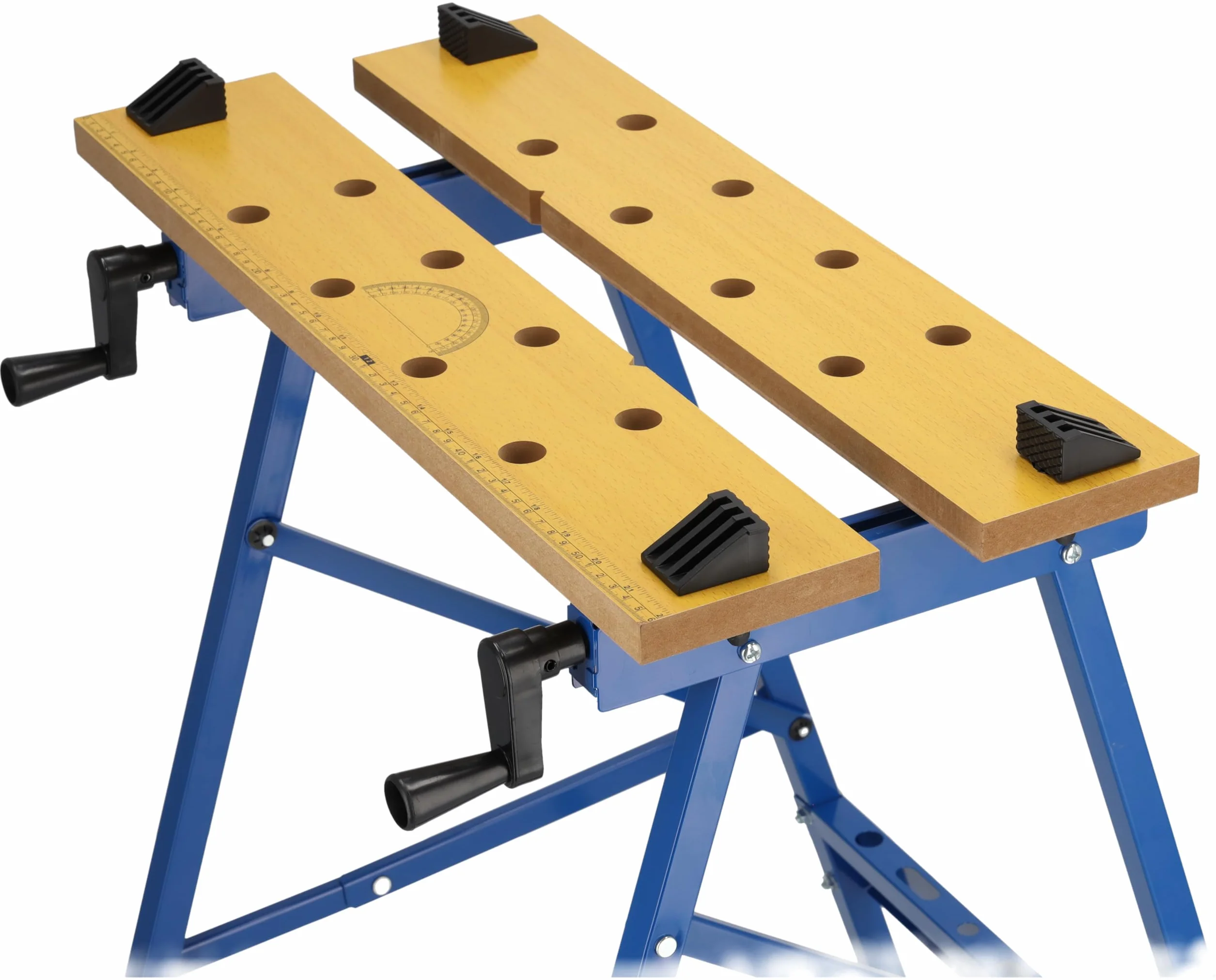 Dedra N111 – składany stół warsztatowy 100 kg, stal + płyta MDF 18 mm, regulacja szerokości blatu, zaciski w zestawie, wysokość 76 cm, długość 56 cm