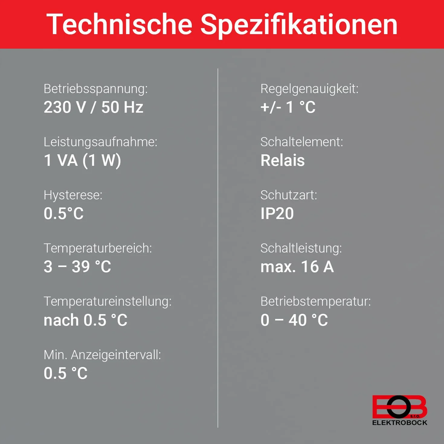 Elektrobock Kompaktowy termostat pokojowy PT14 do ogrzewania elektrycznego