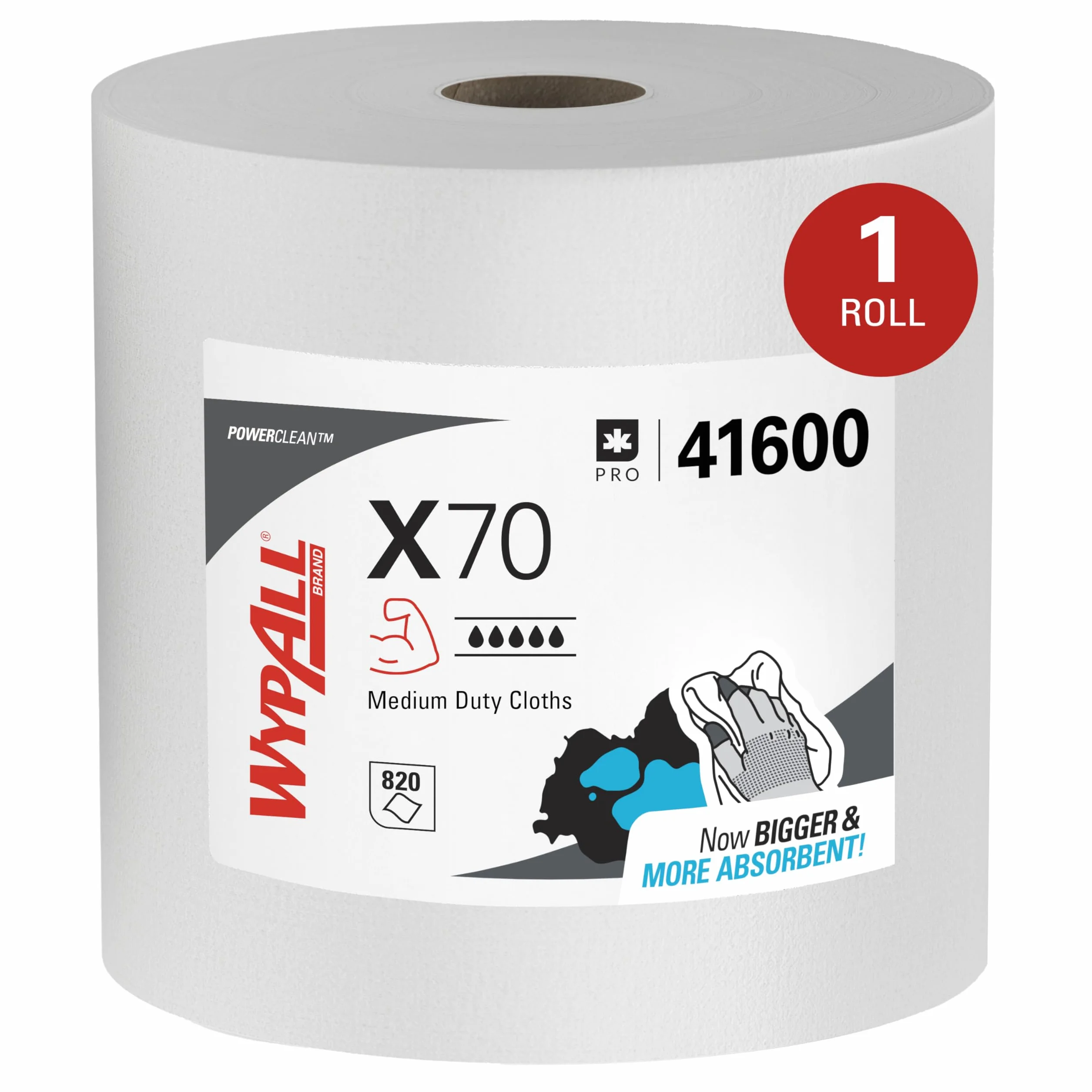 WypAll X70 ściereczki do czyszczenia wielokrotnego użytku 8348 - rolka Jumbo - 1 rolka x 870 białe wycieraczki (łącznie 870)