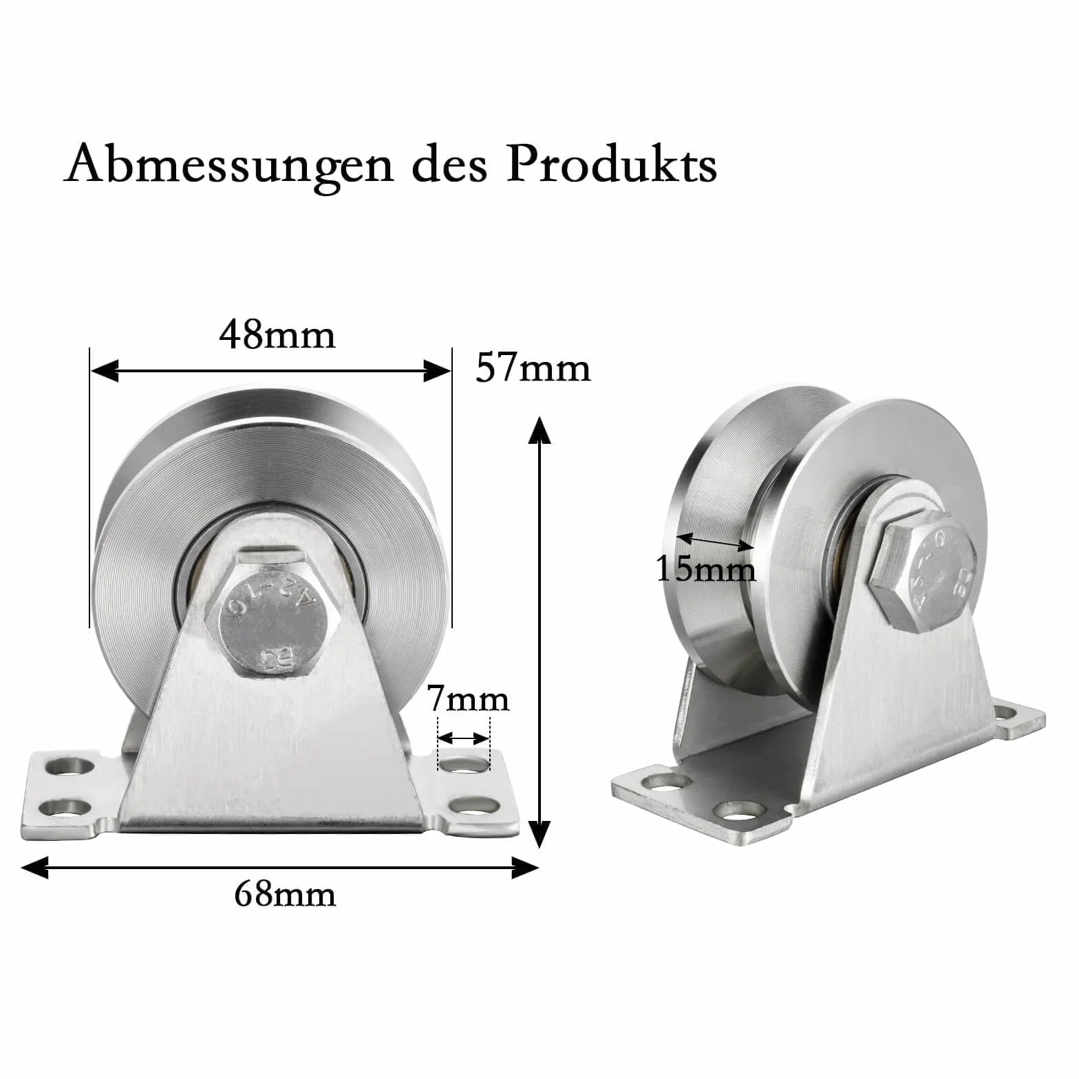 Rolka zwrotna z 2 łożyskami kulkowymi, stal nierdzewna 304, wciągnik do fitnessu, 48 mm typu V, kółka zwrotne do lin stalowych 12 mm, nośność 500 kg, 1 sztuka