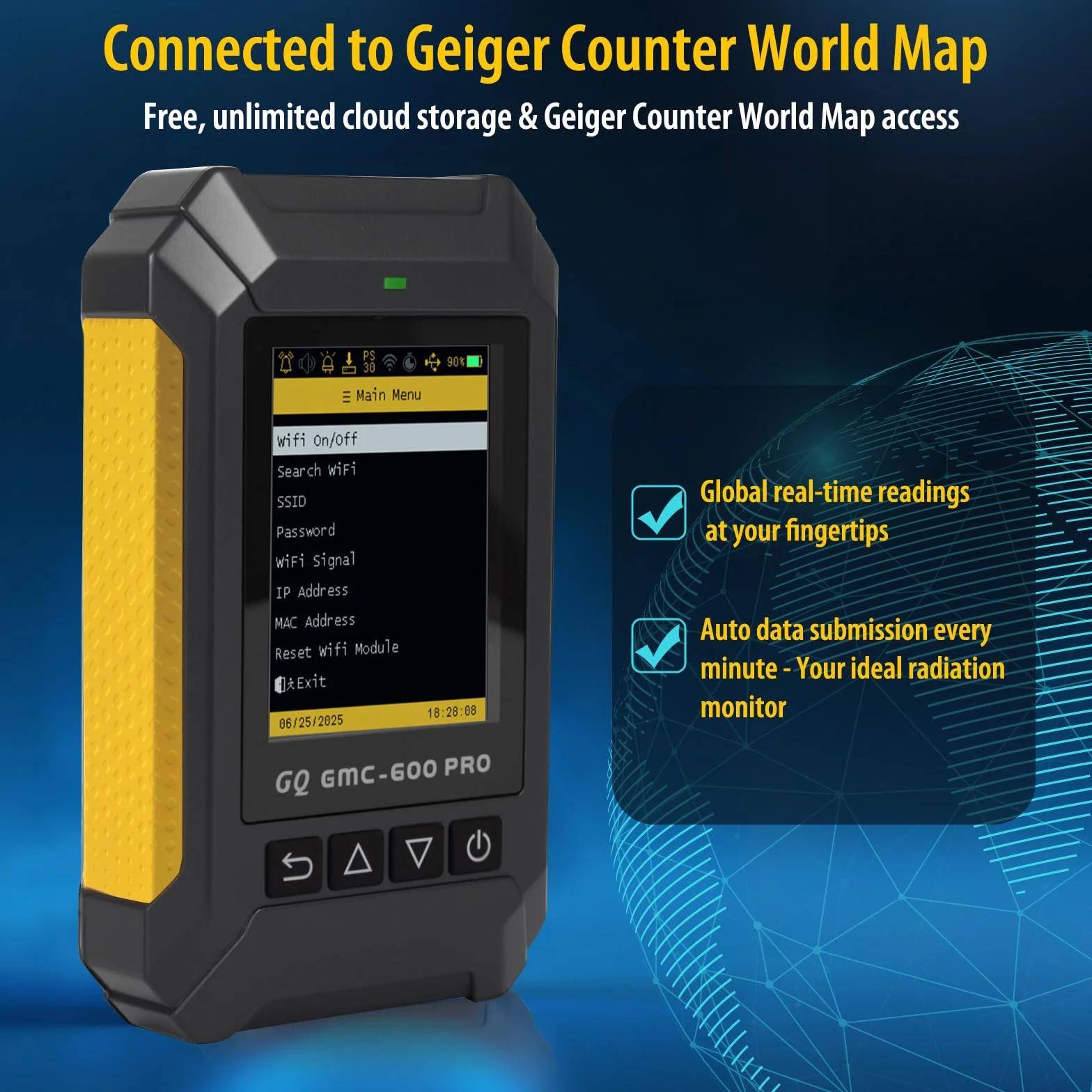 GQ GMC-600 PRO Geiger licznik detektor promieniowania jądrowego dozymetr do Alpha, Beta, Gamma, przenośny monitor promieniowania rentgenowskiego z danymi w czasie rzeczywistym, globalne udostępnianie
