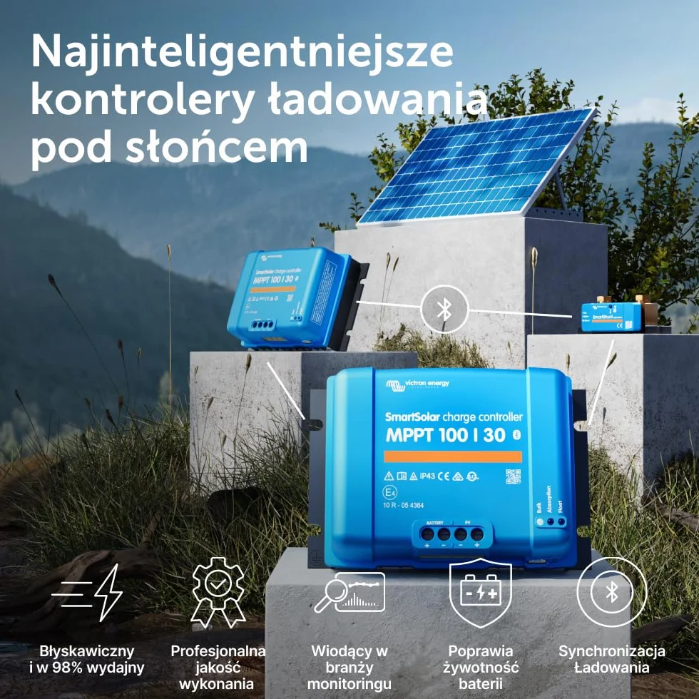 Victron Energy SmartSolar MPPT 100V 30 amp 12/24-Volt Kontroler Ładowania Słonecznego (Bluetooth)