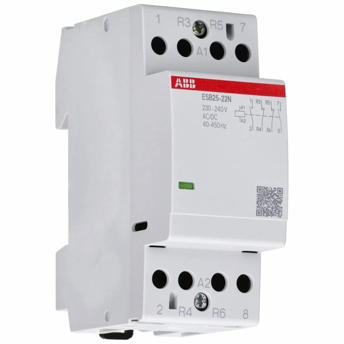 ABB ESB25-22N-06 Stycznik instalacyjny do płyty rozdzielczej, 4-biegunowy, 25 A, 220/400 V DC/AC (ABB1SAE23111R0622)