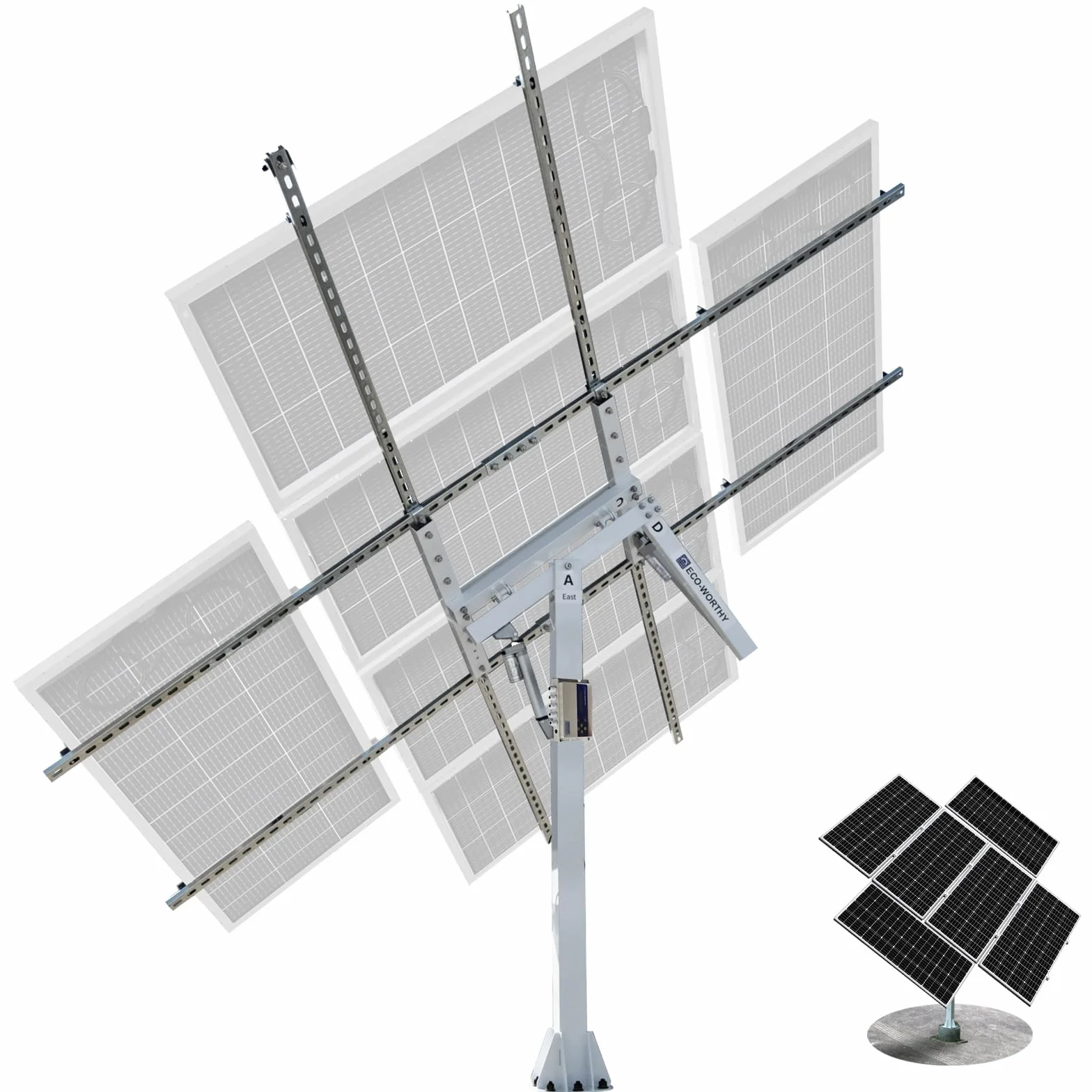 ECO-WORTHY Dwuosiowy system śledzenia paneli słonecznych z kontrolerem trackera, kompletny zestaw solarny