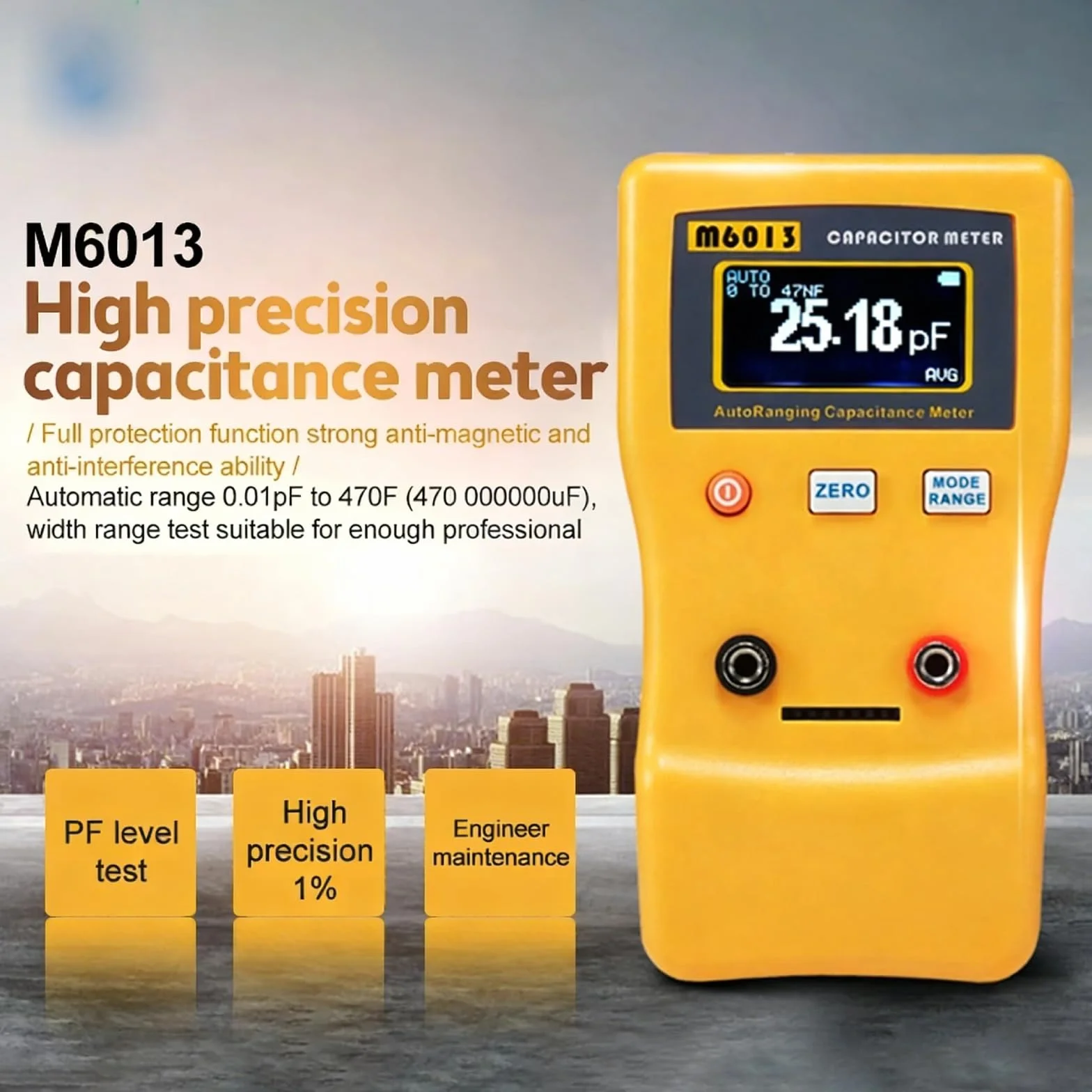 Miernik pojemno?ci M6013 - automatyczny miernik pojemno?ci 5-cyfrowy odczyty automatyczny zakres 0,01pf do 470mf tester kondensatora 2 tryby