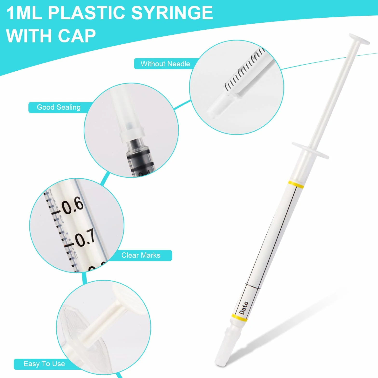 Strzykawki z siarą 1 ml z nakrętkami, zestaw kolekcjonerski siary z miarką 30 ml, 5 worków do przechowywania i 50 naklejek, do napełniania, odmierzania płynów, laboratoriów naukowych, podlewania