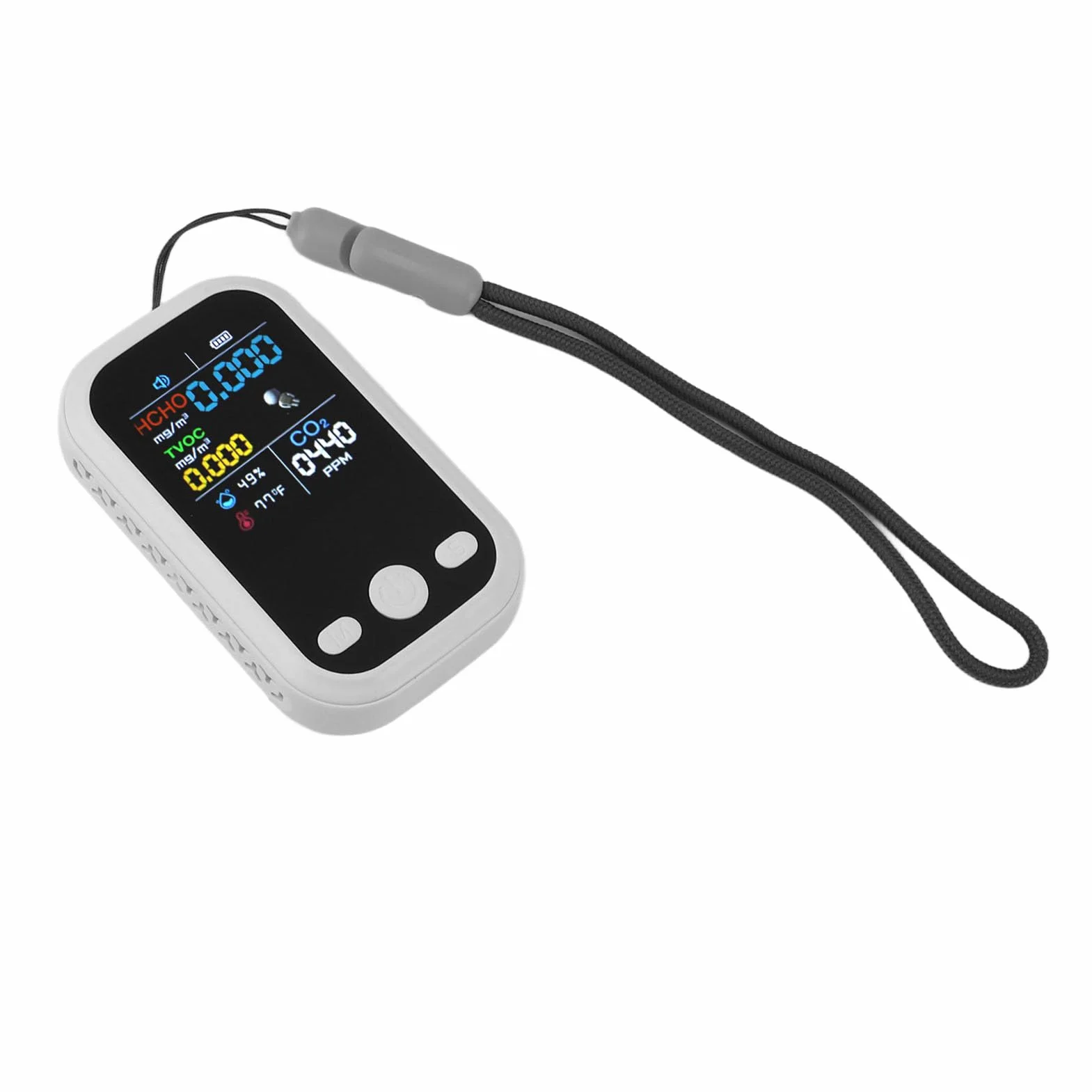 Monitor Jakości Powietrza 5 w 1 Wielofunkcyjny Inteligentny Przenośny Czujnik Temperatury i Wilgotności CO2 Tester Jakości Powietrza w Ograniczonej Przestrzeni (WHITE)