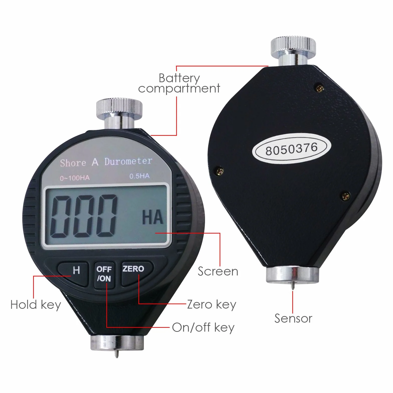 TEKCOPLUS Cyfrowy Miernik Twardości Shore A Gumowy Durometr Tester 0~100HA