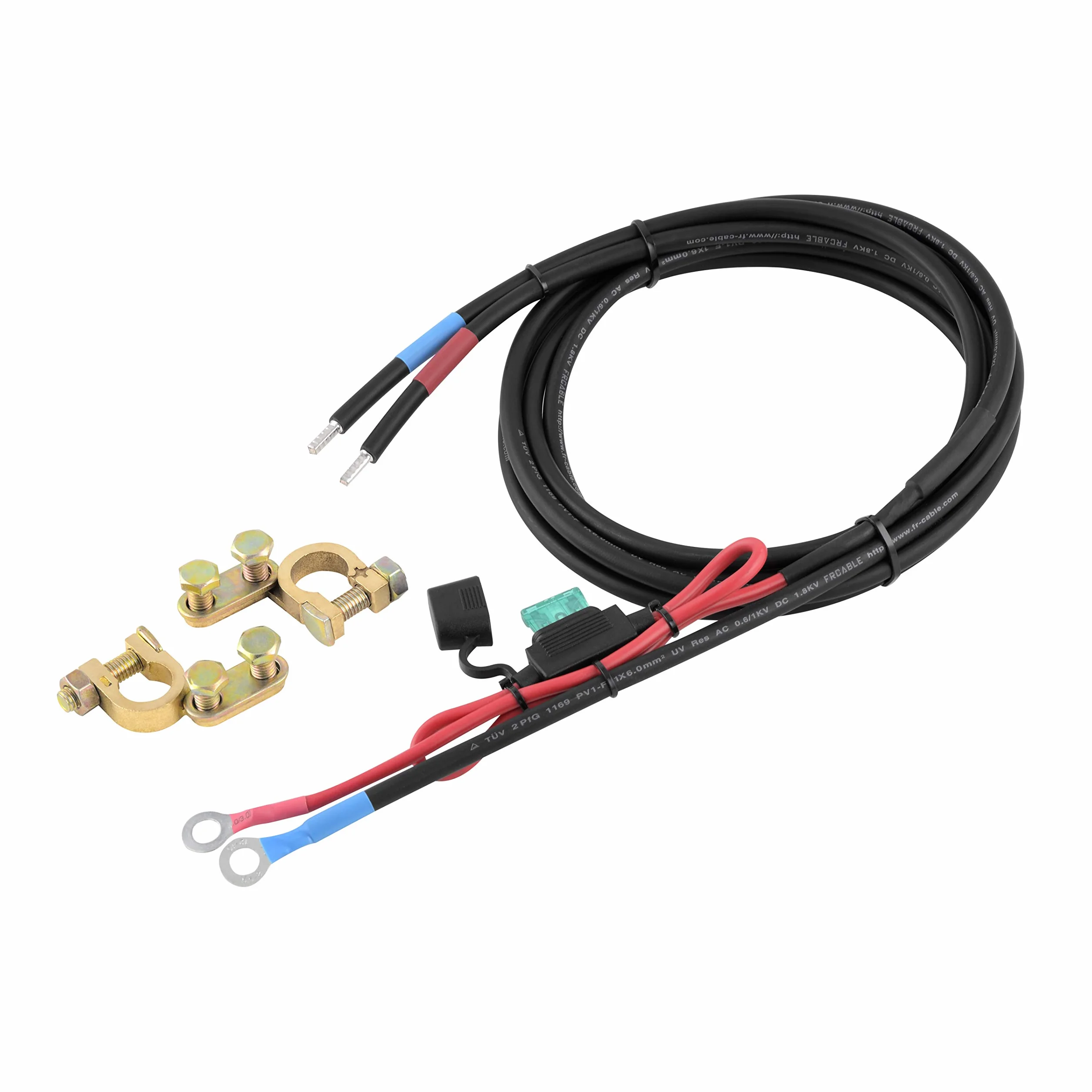 enjoysolar 6mm² kabel do akumulatora solarny regulator ładowania i akumulator z bezpiecznikiem końcówki pierścieniowe M8 (30A 6mm² + zaciski biegunowe M8)