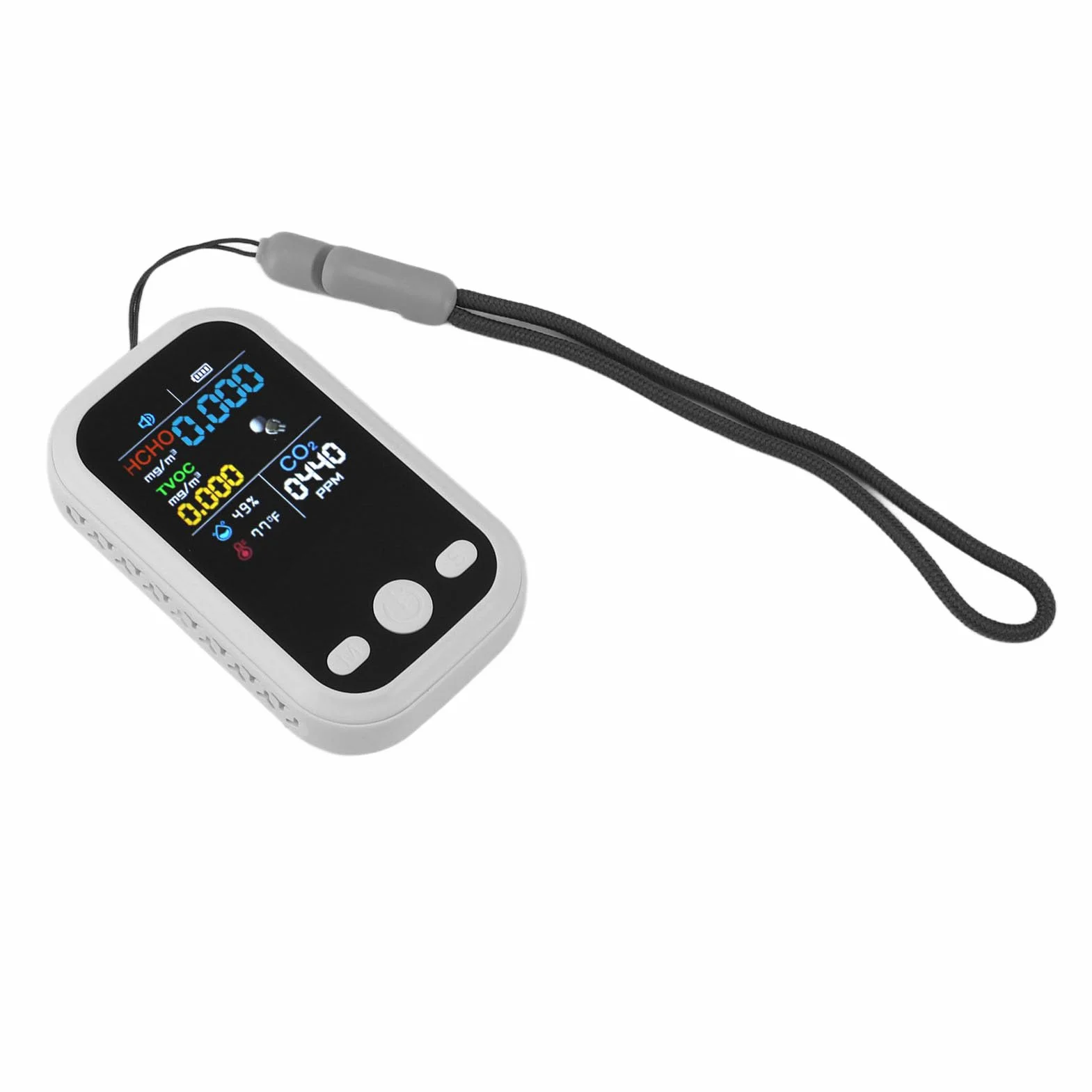 Monitor Jakości Powietrza 5 w 1 Wielofunkcyjny Inteligentny Przenośny Czujnik Temperatury i Wilgotności CO2 Tester Jakości Powietrza w Ograniczonej Przestrzeni (WHITE)