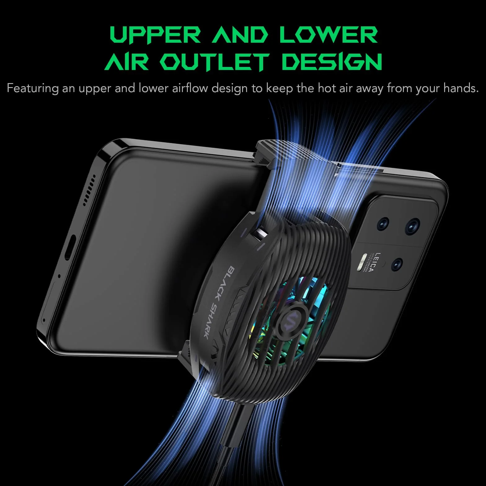 Black Shark Cooler 5 Neo wentylator chłodzący do smartfona, lekki i cichy, przewodowy wentylator chłodzący z oświetleniem RGB (czarny)