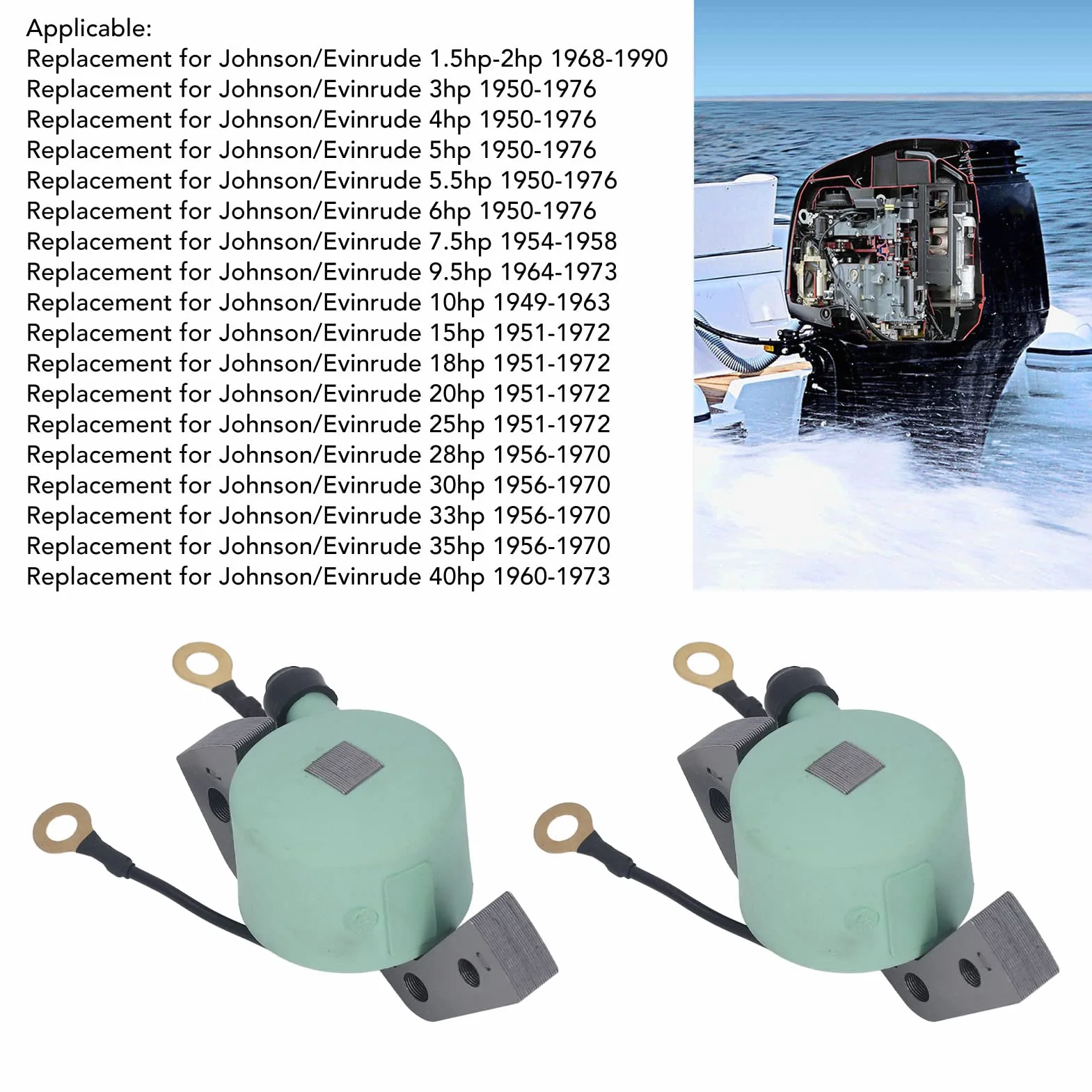 2 Szt. Cewka Zapłonowa do Silnika Zaburtowego OMC Evinrude 582995 584477 580416 Moduł Cewki Zapłonowej do Evinrude 1951-1972