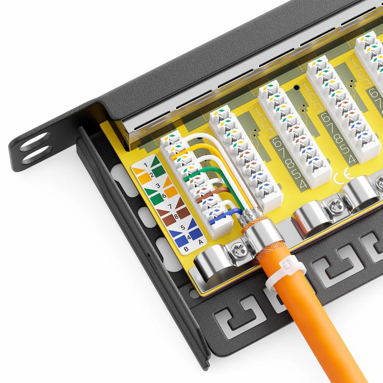 deleyCON CAT 6 0.5U Patch Panel Mini Patch Panel 12 Portów - Desktop 10 Cali Montaż w Szafie Serwerowej RJ45 Ekranowany TIA568A TIA568B RAL 9005 Czarny