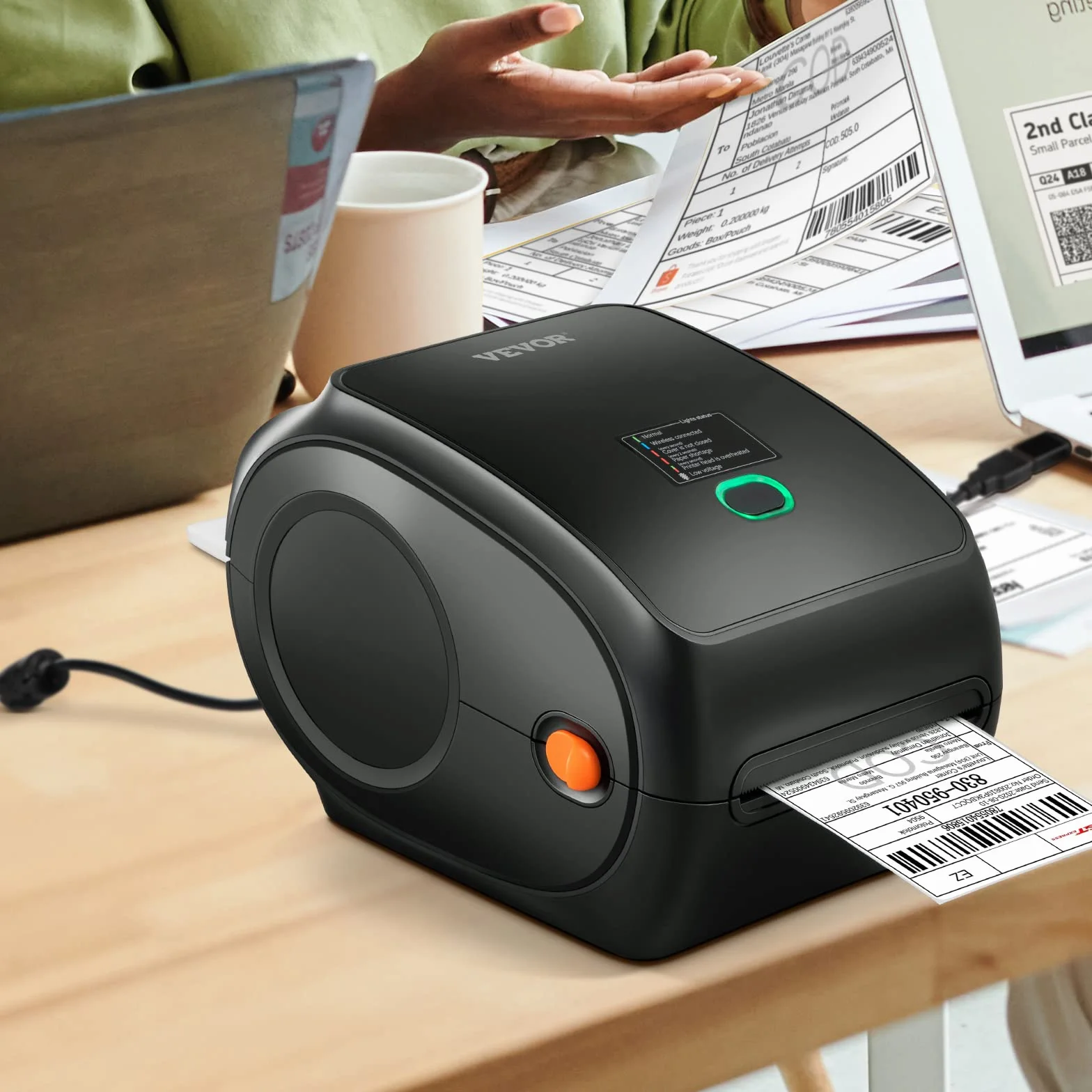 VEVOR Drukarka termiczna Bluetooth, drukarka etykiet Edesive 4x6, etykieciarka termiczna kompatybilna z Windows/MAC OS/Linux/Chromebook, obsługuje DHL, USPS, FedEx, Shopify, Ebay, Amazon itp.