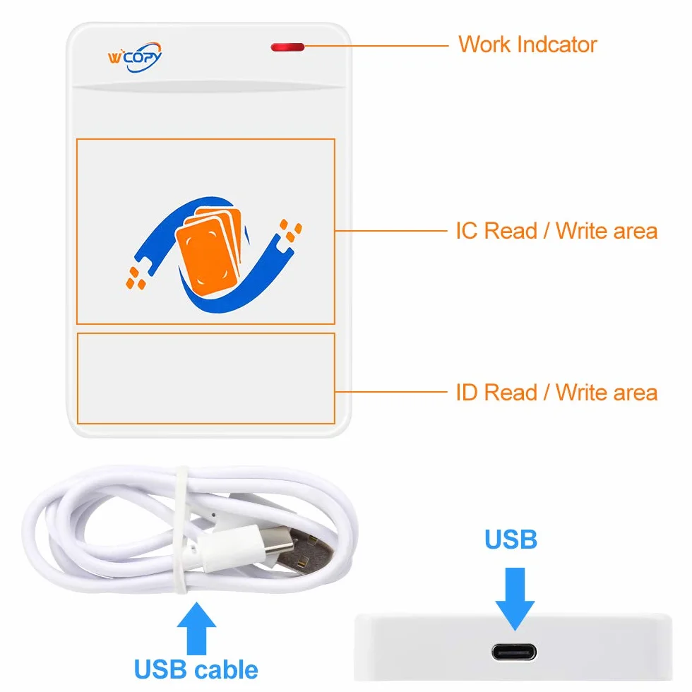 Czytnik RFID Writer ID/IC Powielacz Kopiarka Szyfrowany Dekoder kart 125 KHz / 13,56 MHz Obsługa klonera NFC Telefon/Opaska na nadgarstek