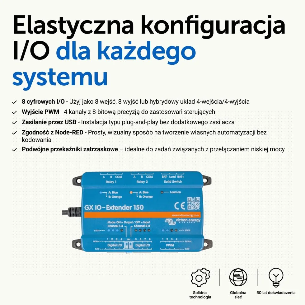 Victron Energy GX IO-Extender 150 moduł rozszerzenia sterowania i monitorowania USB Plug-and-Play