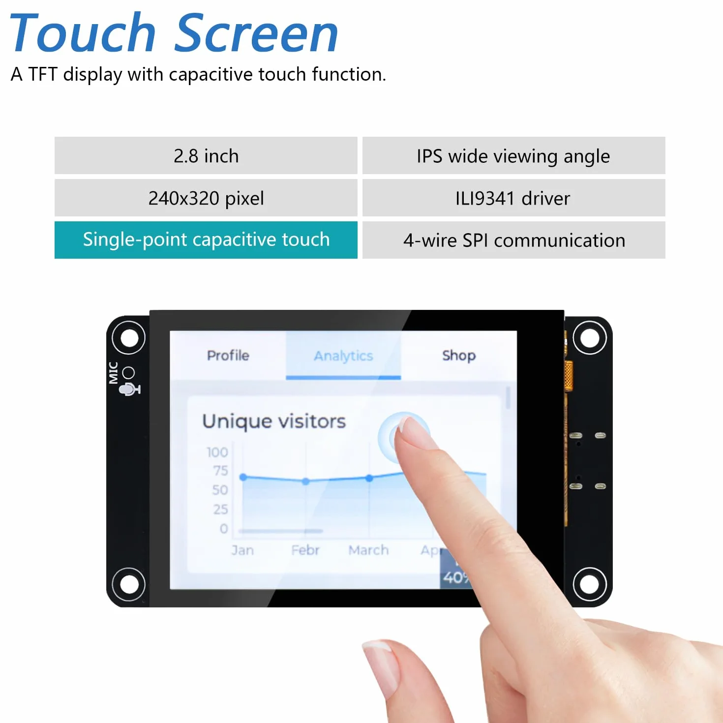Freenove ESP32-S3 ESP32 S3 Display CYD 2.8 Inch IPS Capacitive Touch Screen 240x320 Pixel, Supporting XiaoZhiAI AI, Dual-core 32-bit 240 MHz Microcontroller WiFi+BT, C Code LVGL Projects Tutorial