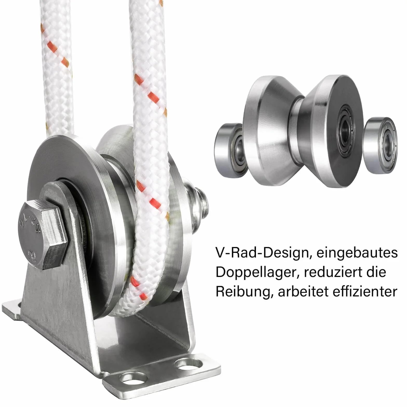 Rolka zwrotna z 2 łożyskami kulkowymi, stal nierdzewna 304, wciągnik do fitnessu, 48 mm typu V, kółka zwrotne do lin stalowych 12 mm, nośność 500 kg, 1 sztuka