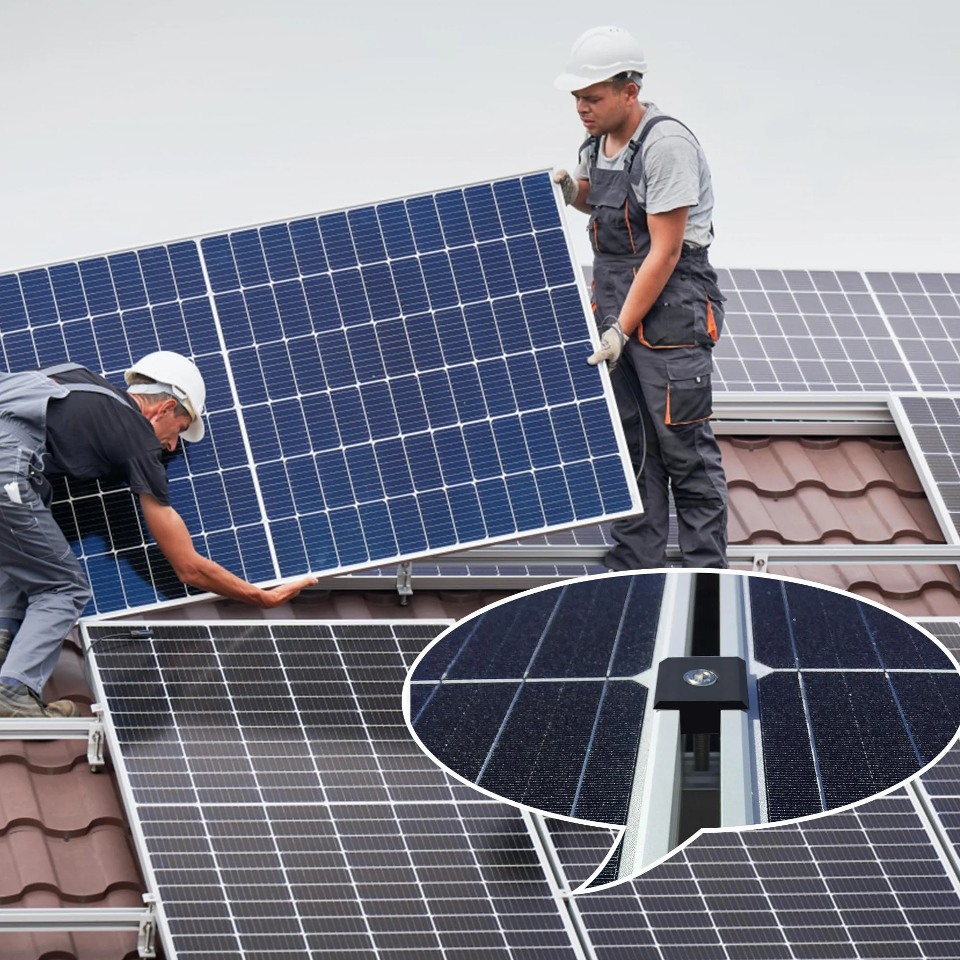 Zaciski końcowe solarne 30 mm, uchwyt aluminiowy T do paneli PV 30-35