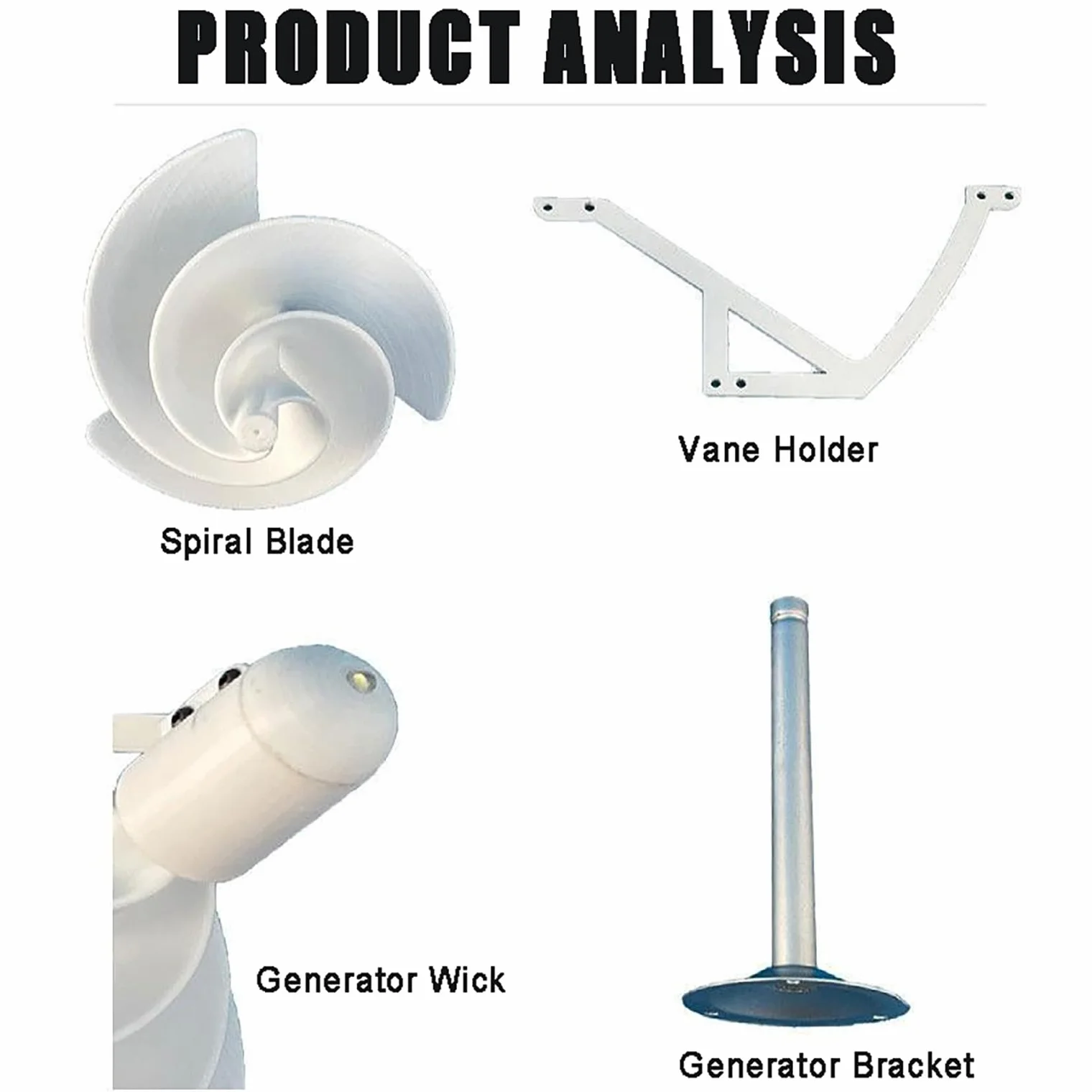 DIY Wind Turbine Model 10W Micro Spiral Wind Power Generator 12V Stały generator magnesów Model ze światłem LED, generator czystej miedzi do badań, nauczania, dekoracji,White