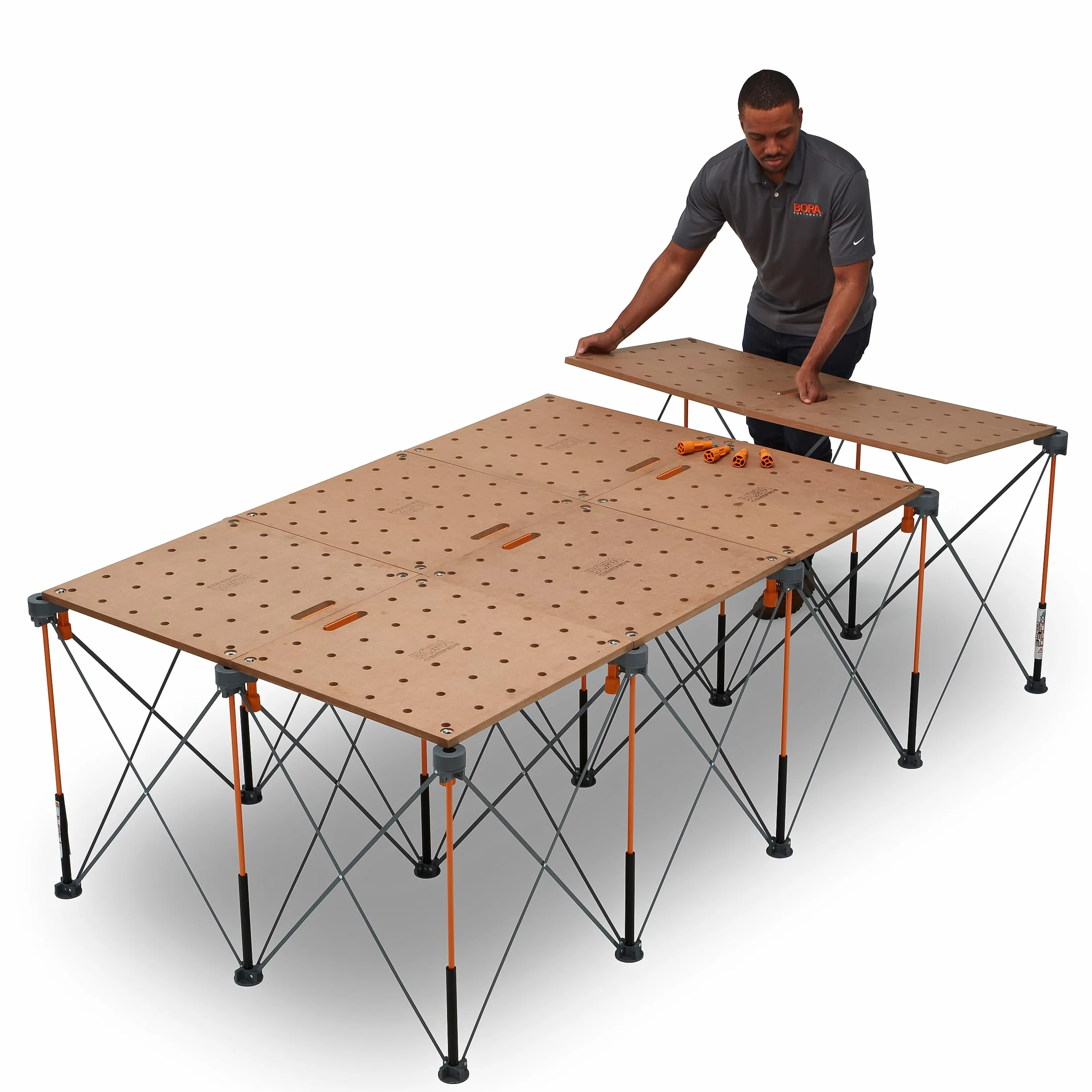 Bora Blat stołu warsztatowego Centipede do Bora Centipede, stojących, koni, 61 cm x 122 cm, zawiera drewniany blat z otworami dla psów 20 mm + 6 uchwytów z szybkim obrotem do przenośnej, tymczasowej
