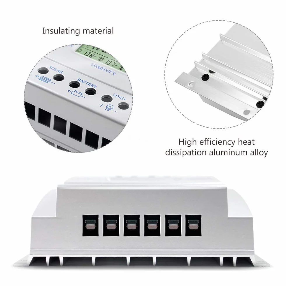 Kontroler ładowania słonecznego 80 A, regulator solarny 12 V/24 V, 80 A, dla maks. wejścia 48 V, ze sterowaniem światłem i timerem, wyjście USB 5 V