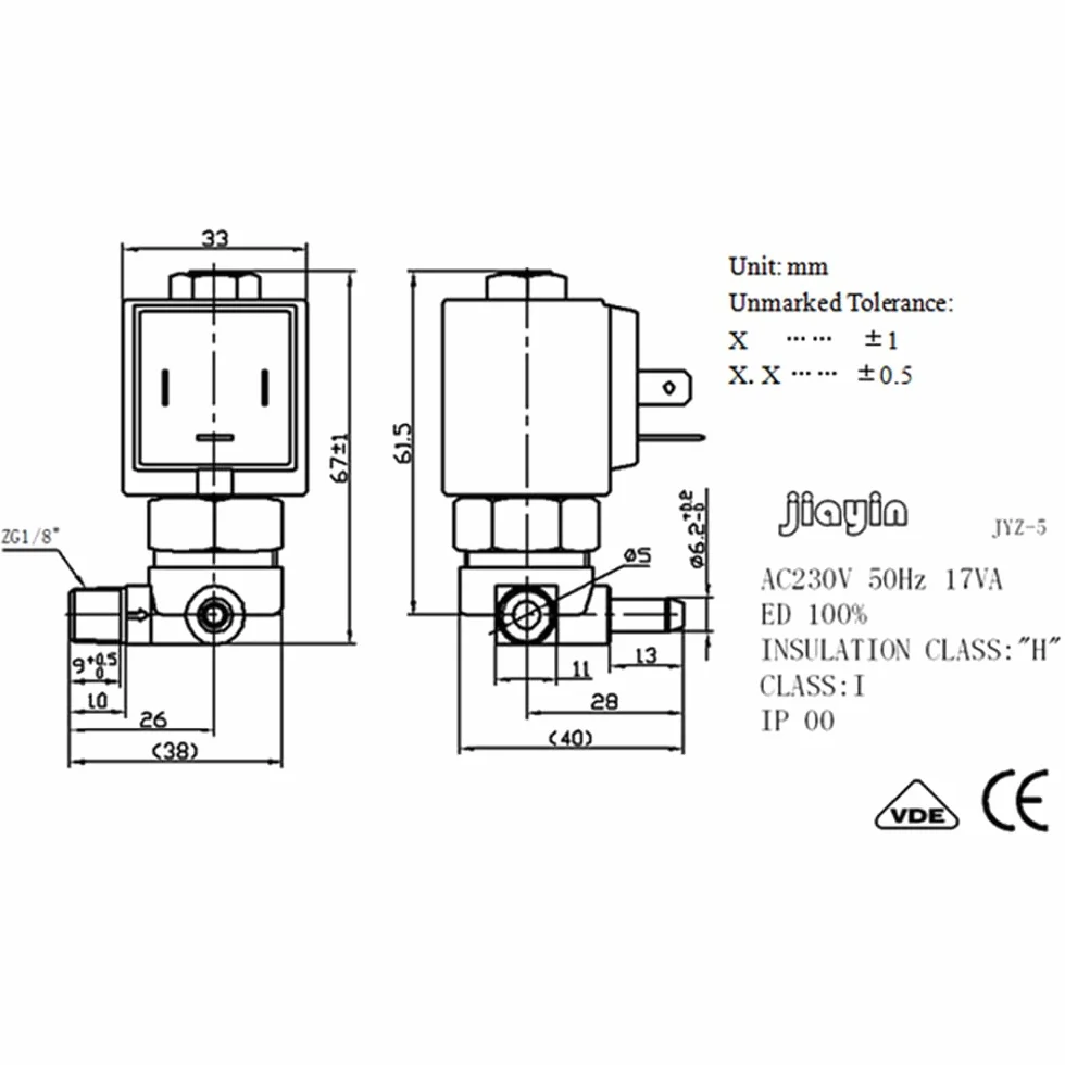 JYZ-5 2/2-drożny AC 230 V 50 Hz żelazny zawór wodny do generatora pary GC9660/GC9630/GC9620