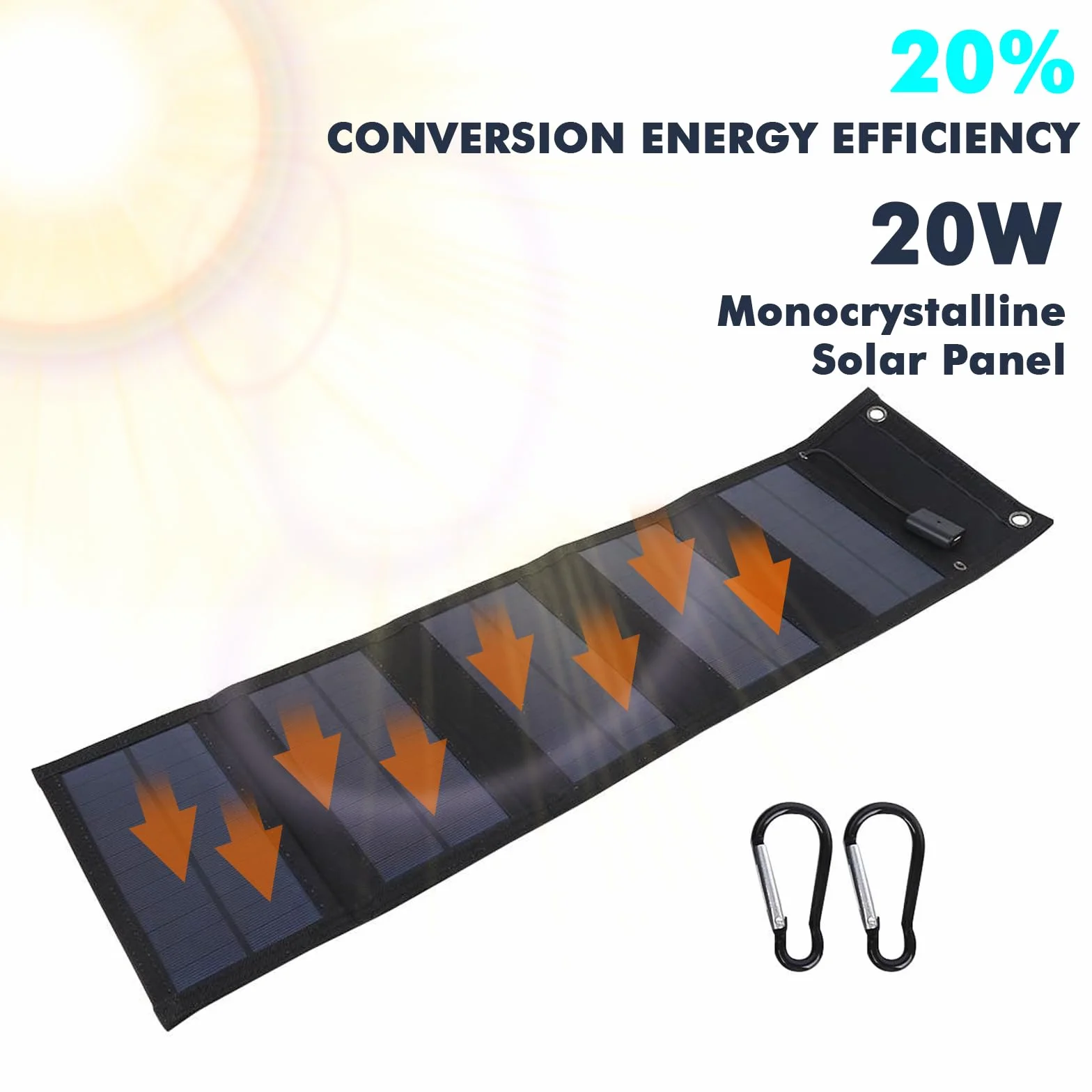 Składany panel słoneczny 20 W 5 V USB ładowarka solarna do telefonu na kemping