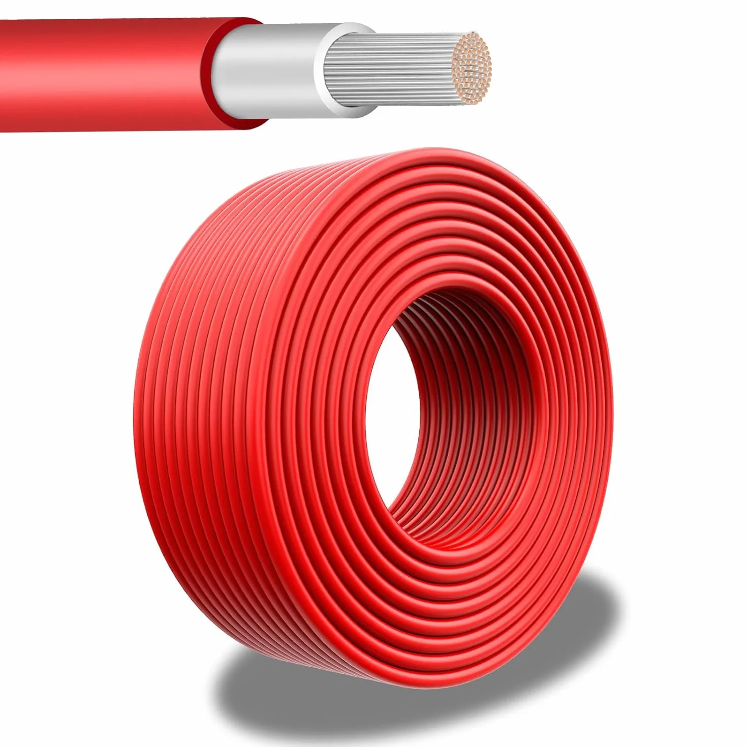 Kabel solarny 6 mm² czerwony – 20 m – odporny na promieniowanie UV, elastyczny, fotowoltaiczny, kabel PV, kabel przyłączeniowy do panelu słonecznego, falownika i regulatora ładowania