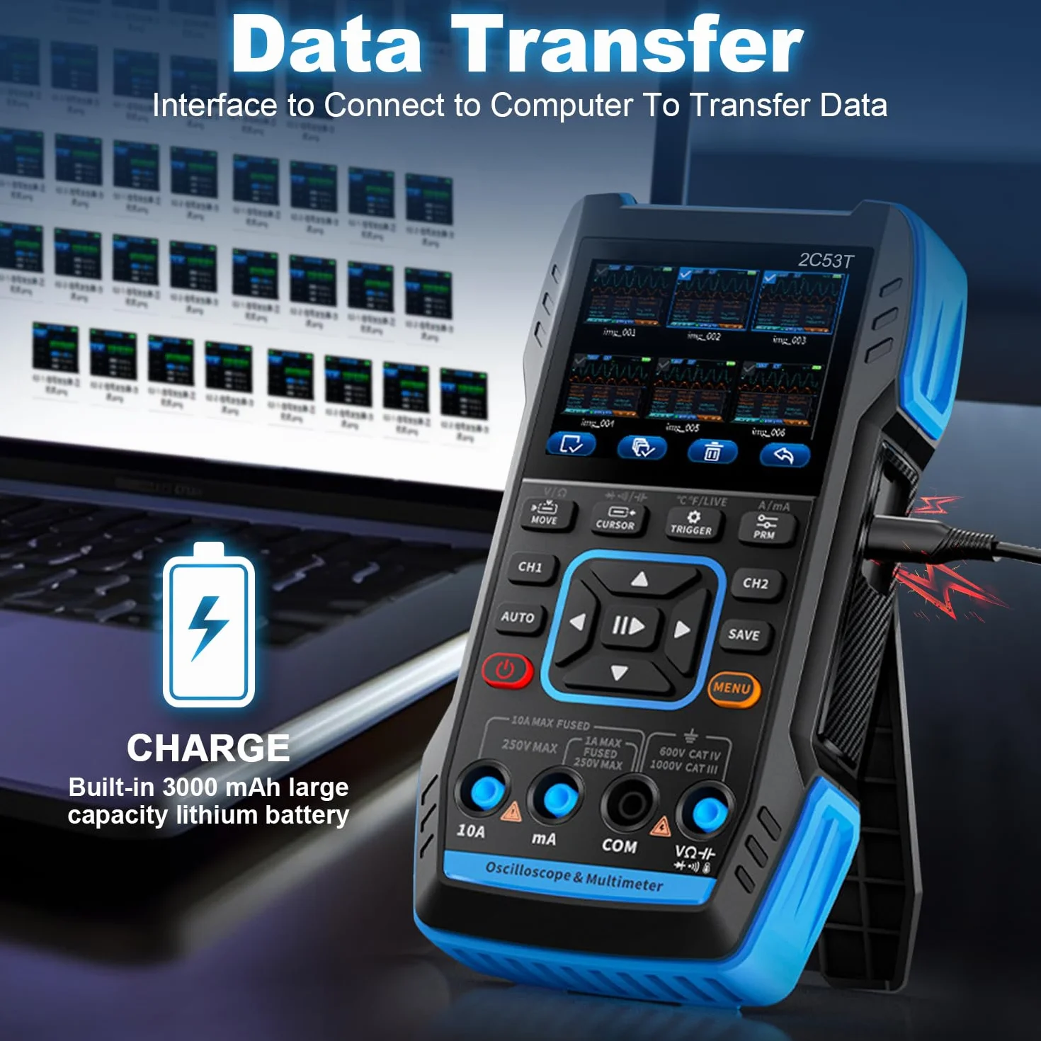 Handheld oscyloskop 3 w 1 Upgrade cyfrowy oscyloskop, multimetr, generator DDS z podwójnym kanałem, częstotliwość próbkowania 250 MS/s, szerokość pasma 50 MHz, liczenie 19999, napięcie, prąd