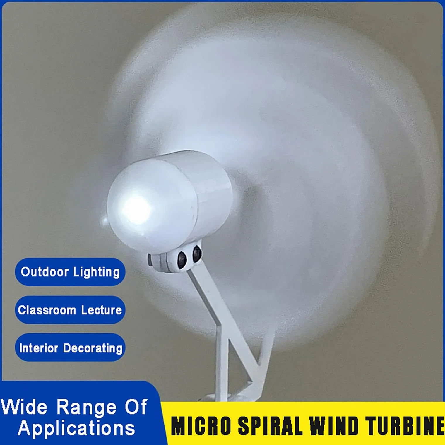 DIY Wind Turbine Model 10W Micro Spiral Wind Power Generator 12V Stały generator magnesów Model ze światłem LED, generator czystej miedzi do badań, nauczania, dekoracji,White
