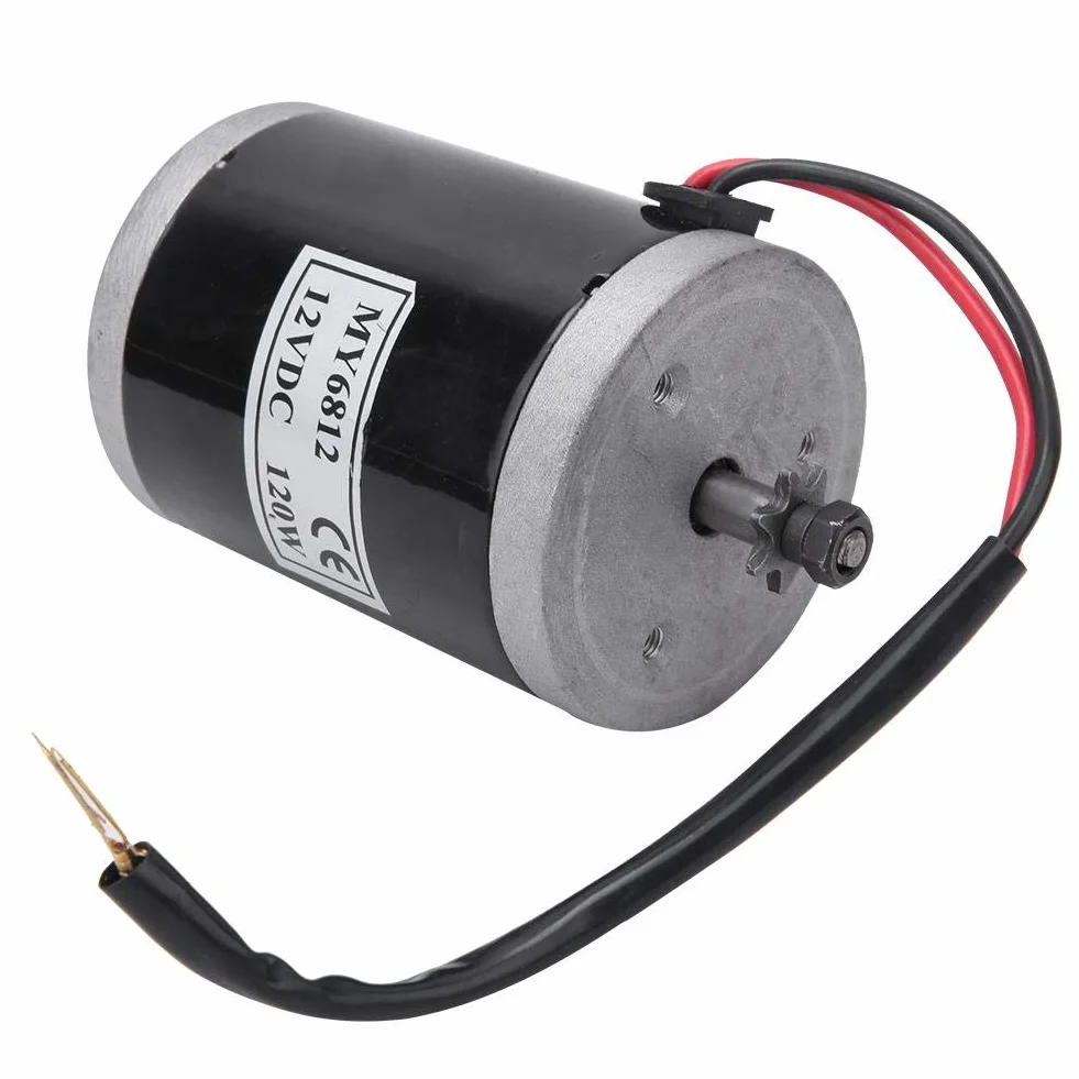 Alomejor Elektryczny silnik szczotki rowerowej, zestaw silników elektrycznych, silnik elektryczny z kołem pasowym, 12 V, 120 W