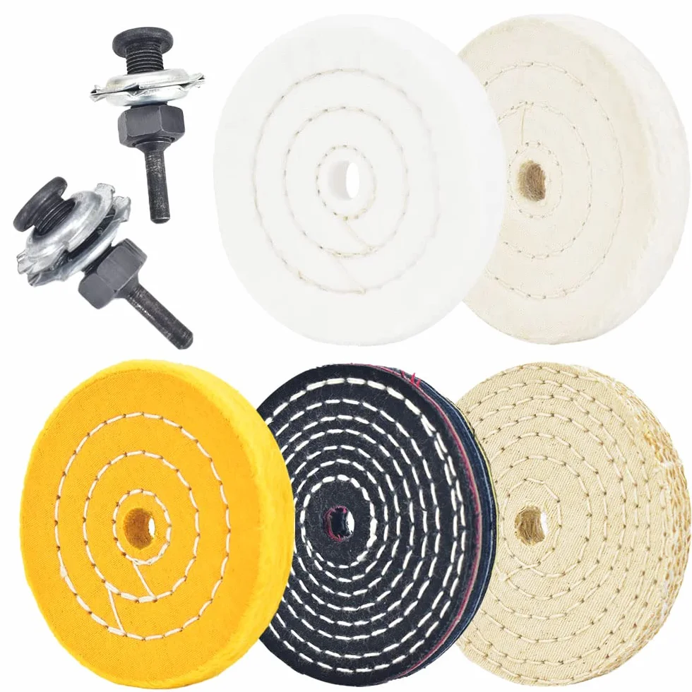 10,16 cm tarcza polerska z otworem 1,27 cm i 2 zestawami trzpienia 1/4" do wiercenia, opakowanie 5 szt