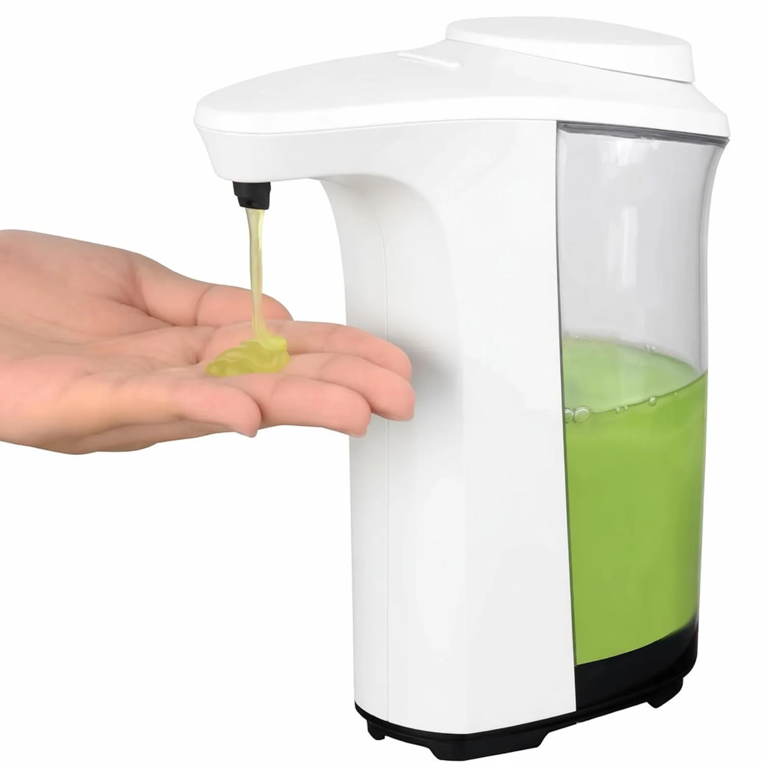 Automatyczny dozownik mydła – bezdotykowy dozownik mydła i balsamu do naczyń, pojemność 500 ml, 5 regulowanych objętości dozowania, przezroczysta konstrukcja okna, idealny do kuchni i łazienki