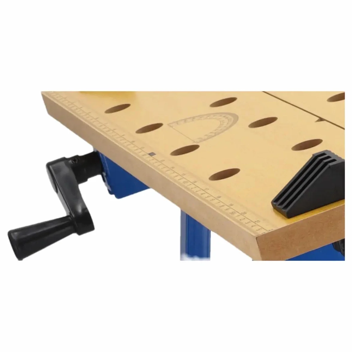 Dedra N111 – składany stół warsztatowy 100 kg, stal + płyta MDF 18 mm, regulacja szerokości blatu, zaciski w zestawie, wysokość 76 cm, długość 56 cm