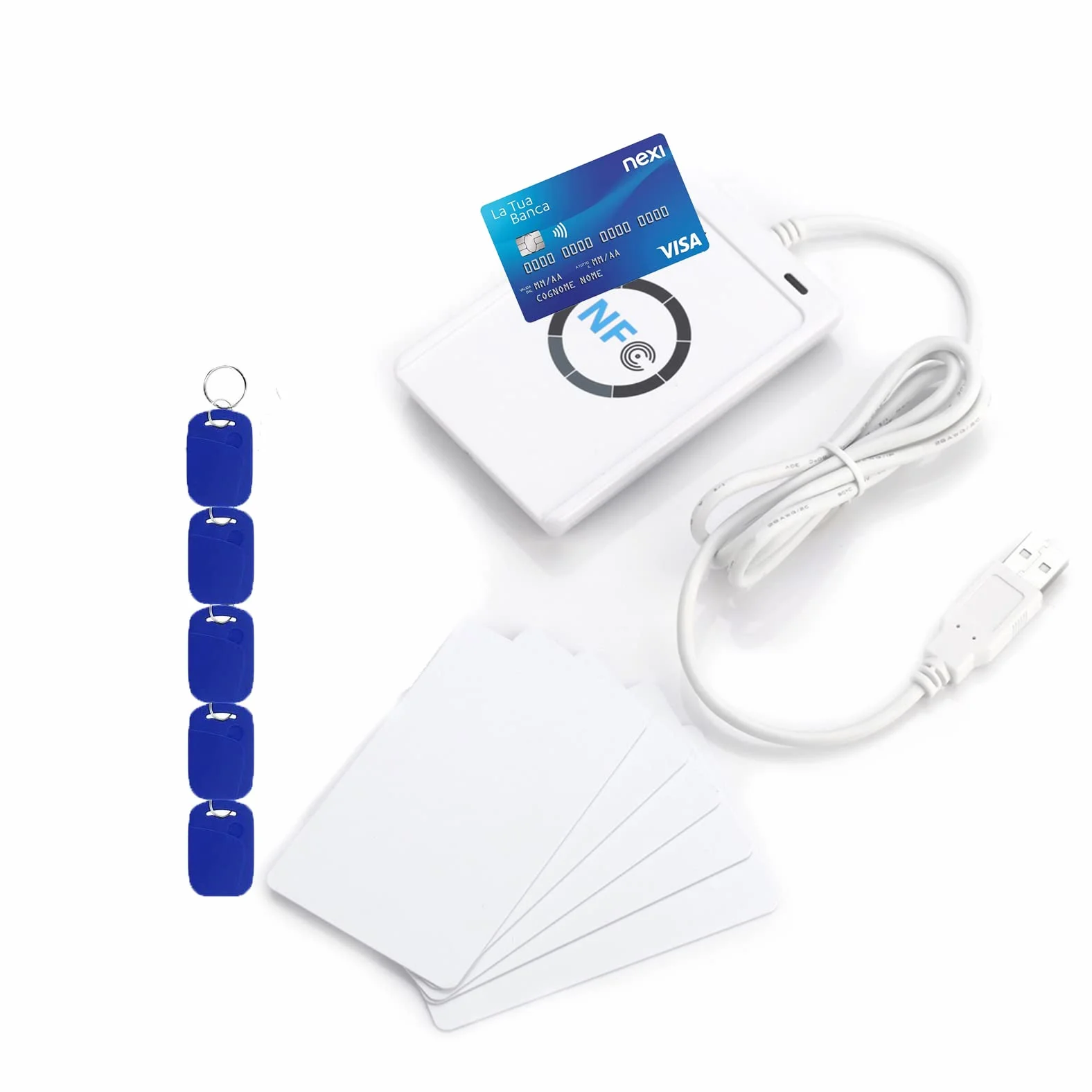 NFC RFID Smart IC Card Reader/Writer ACR122U ISO 14443A / B + Darmowe oprogramowanie w białym SDK 5xMifare IC