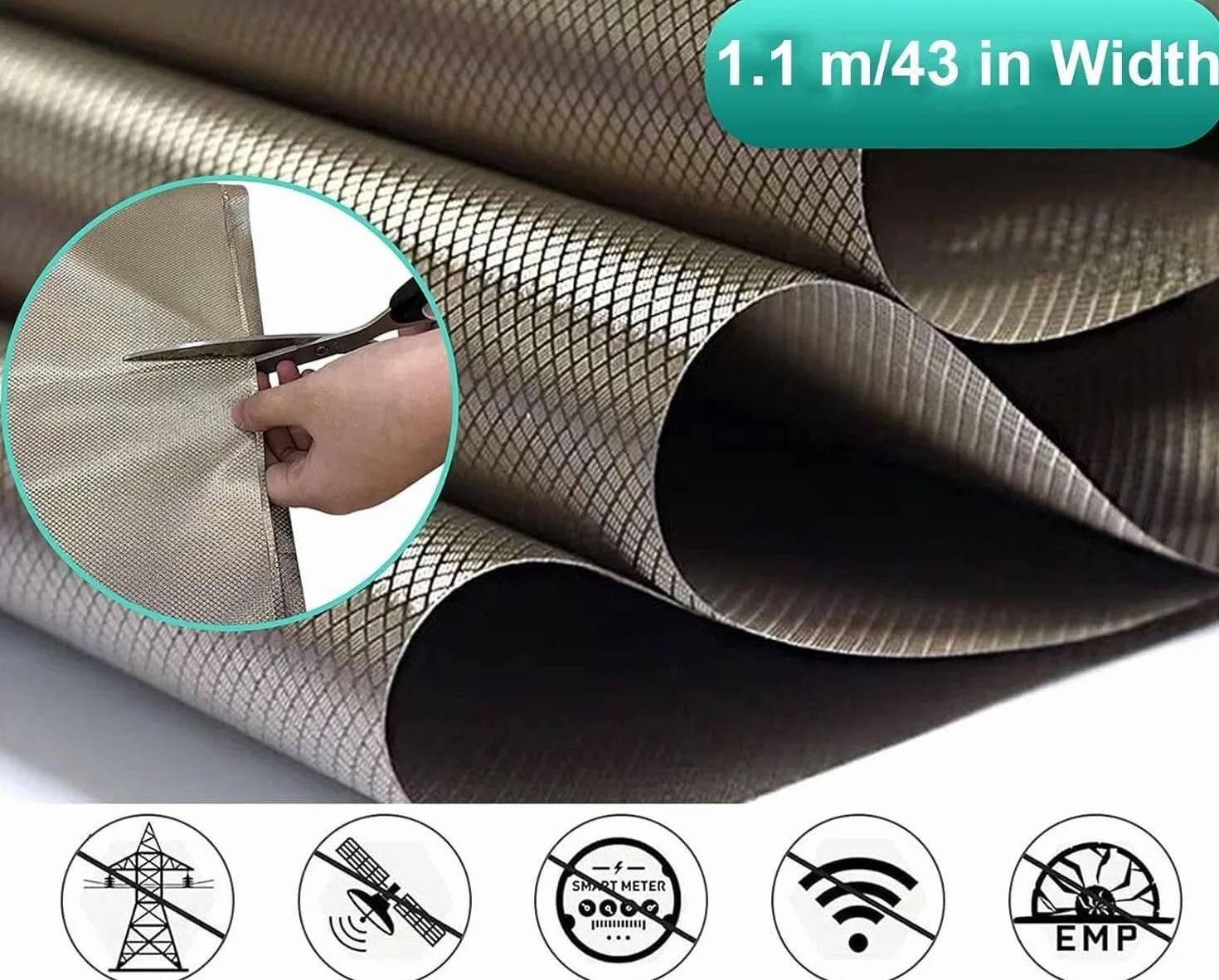 Tkaniny ekranujące sygnał Tkanina ekranująca, ekranowanie sygnału, tkanina Faradaya sygnału Elektrostatyczny materiał ekranujący Fala radiowa Mikrofale Do ochrony przed promieniowaniem/WiFi(1.1x1m)