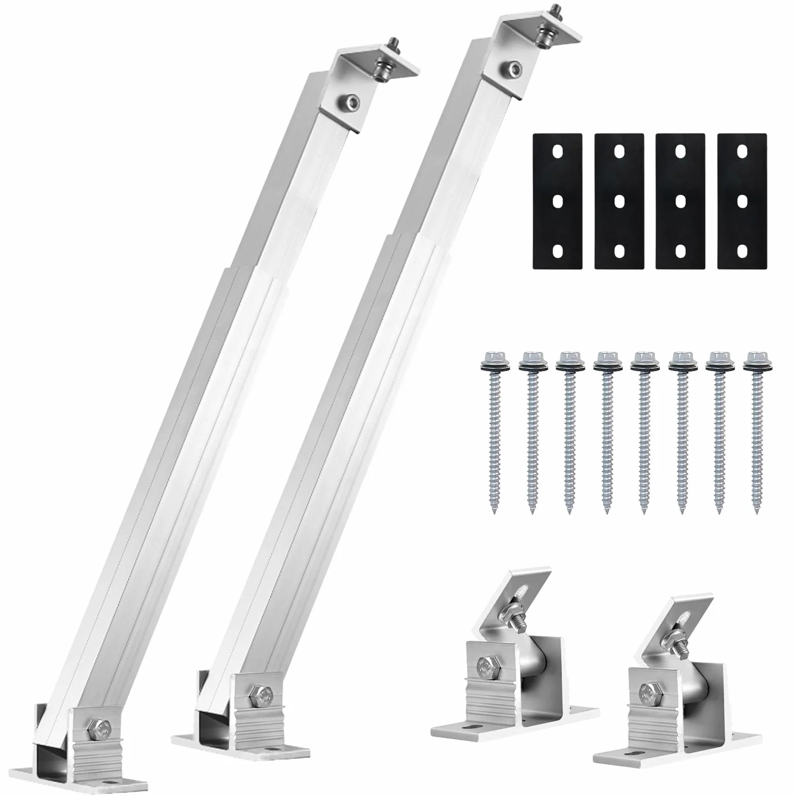 Aluminiowy uchwyt modułu solarnego do płaskiego dachu 15°-30° regulowany